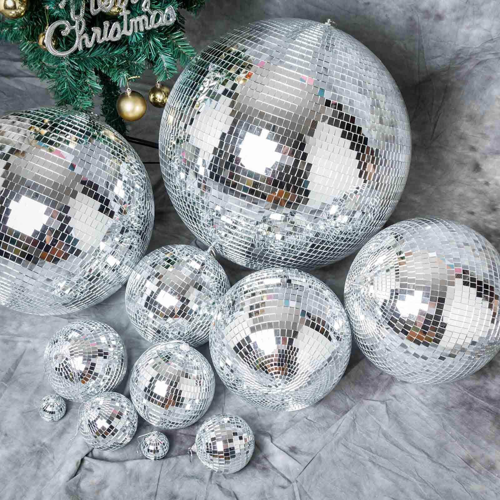 4 Pack 8" Silver Foam Disco Mirror Ball With Hanging Ring, Holiday Party Decor