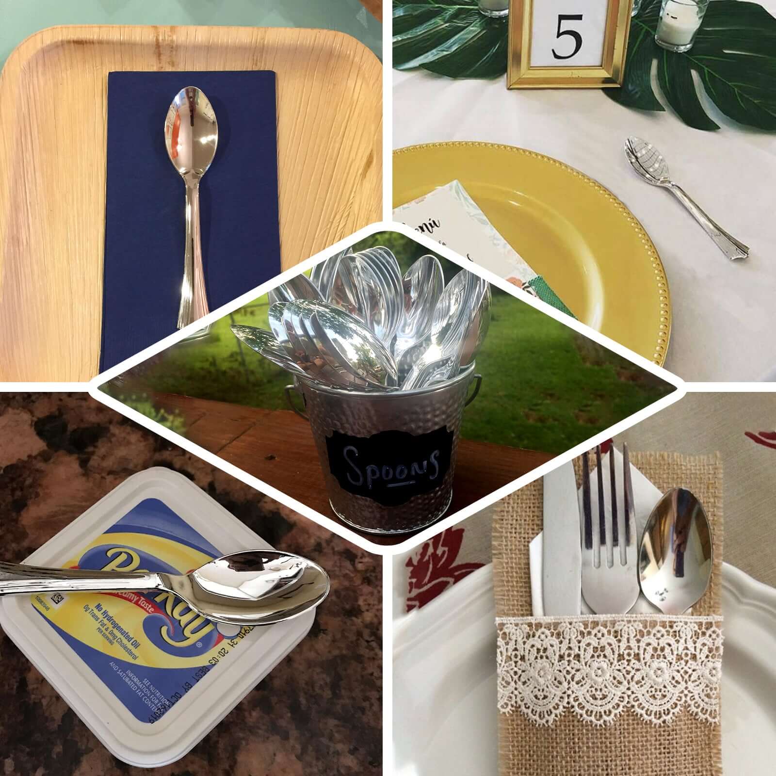 36-Pack Dessert Spoons Mini Heavy Duty Design Silver - Plastic Disposable Utensils for Catering and Gatherings 4"