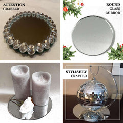 6-Pack Hanging Wall Decor Round Glass Mirror Table Centerpiece - Decorative Reflective Display 6"