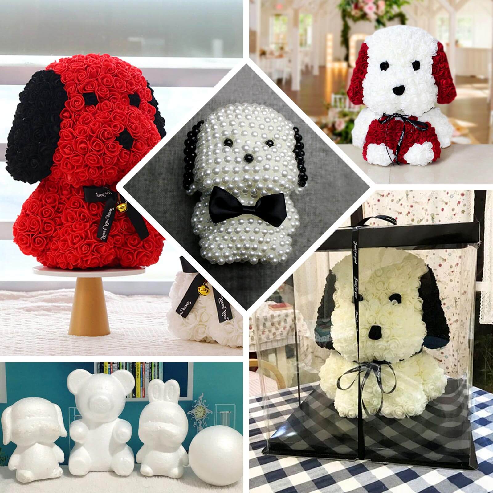 12.5" DIY White 3D Modeling StyroFoam Puppy, Polystyrene Craft Foam Animal