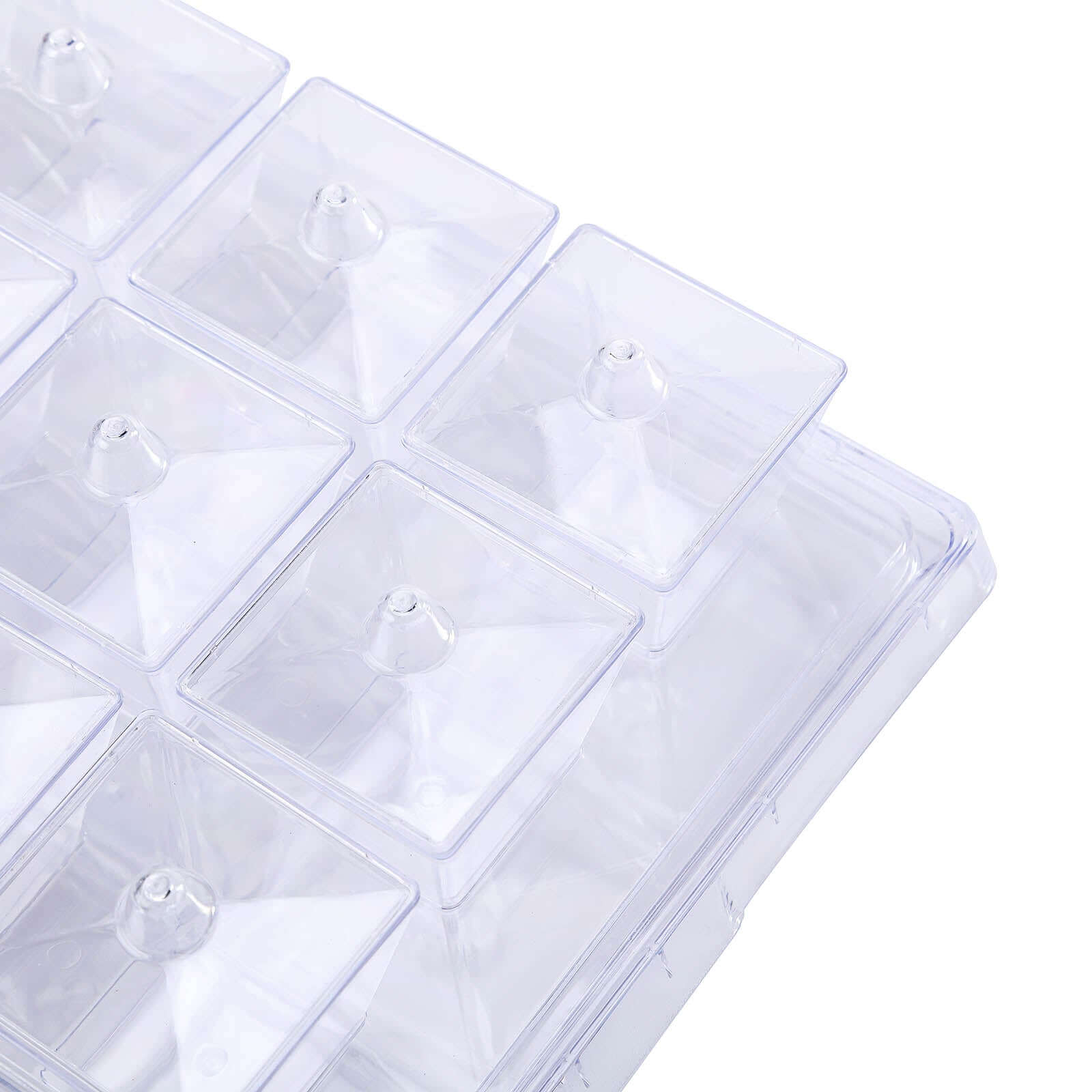 20-Pack Appetizer Cups Square Design Clear - Plastic Disposable Dessert Cups with Tray and Lids 3oz
