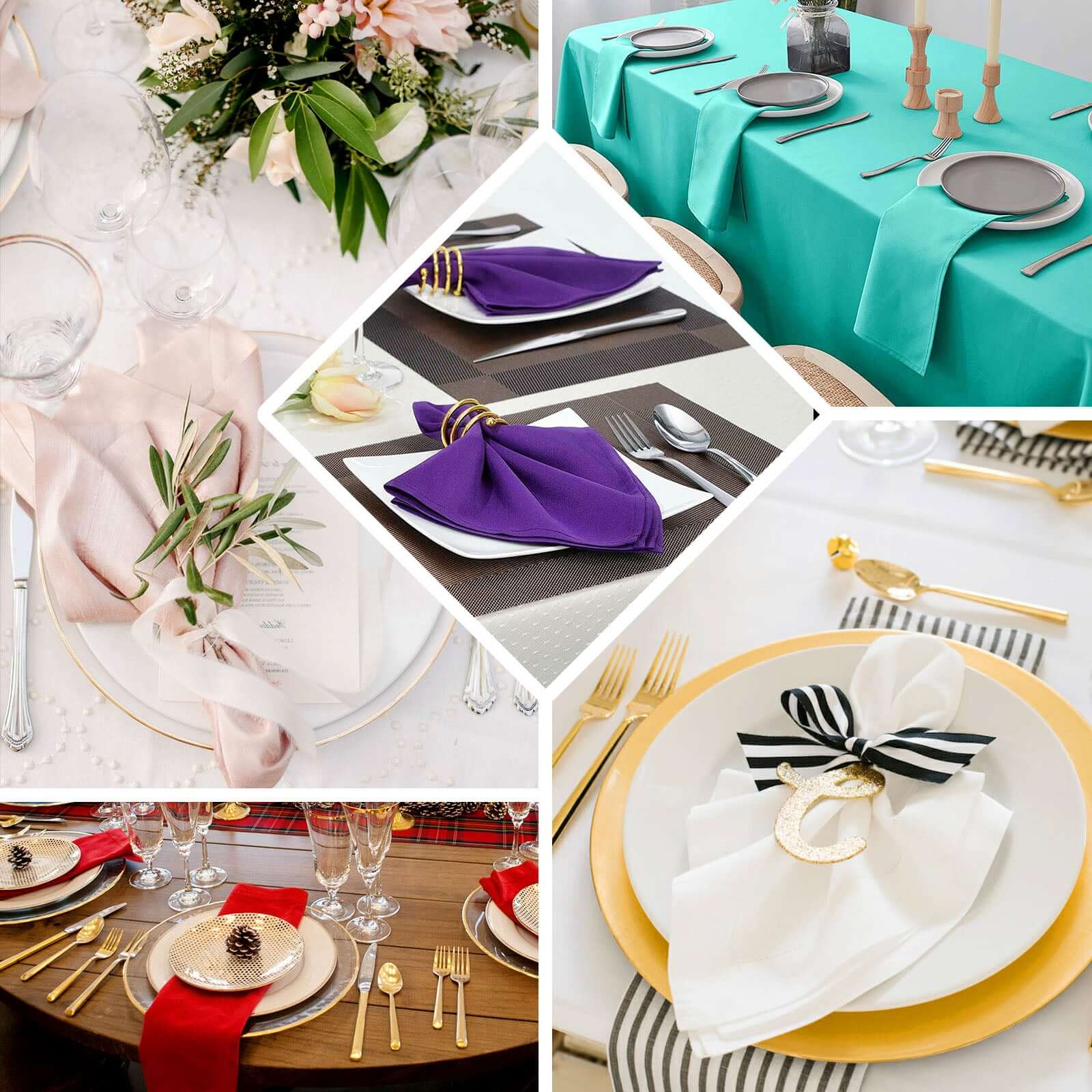 5 Pack Polyester 20"x20" Napkins Violet Amethyst - Wrinkle Resistant & Easy Care Cloth Napkins