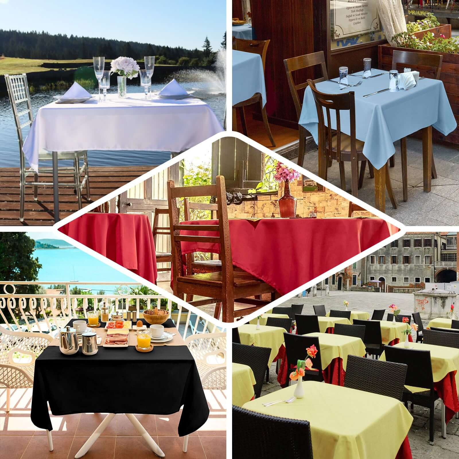 Polyester Square 54"x54" Tablecloth White - Wrinkle-Resistant & Durable Table Cover for Events