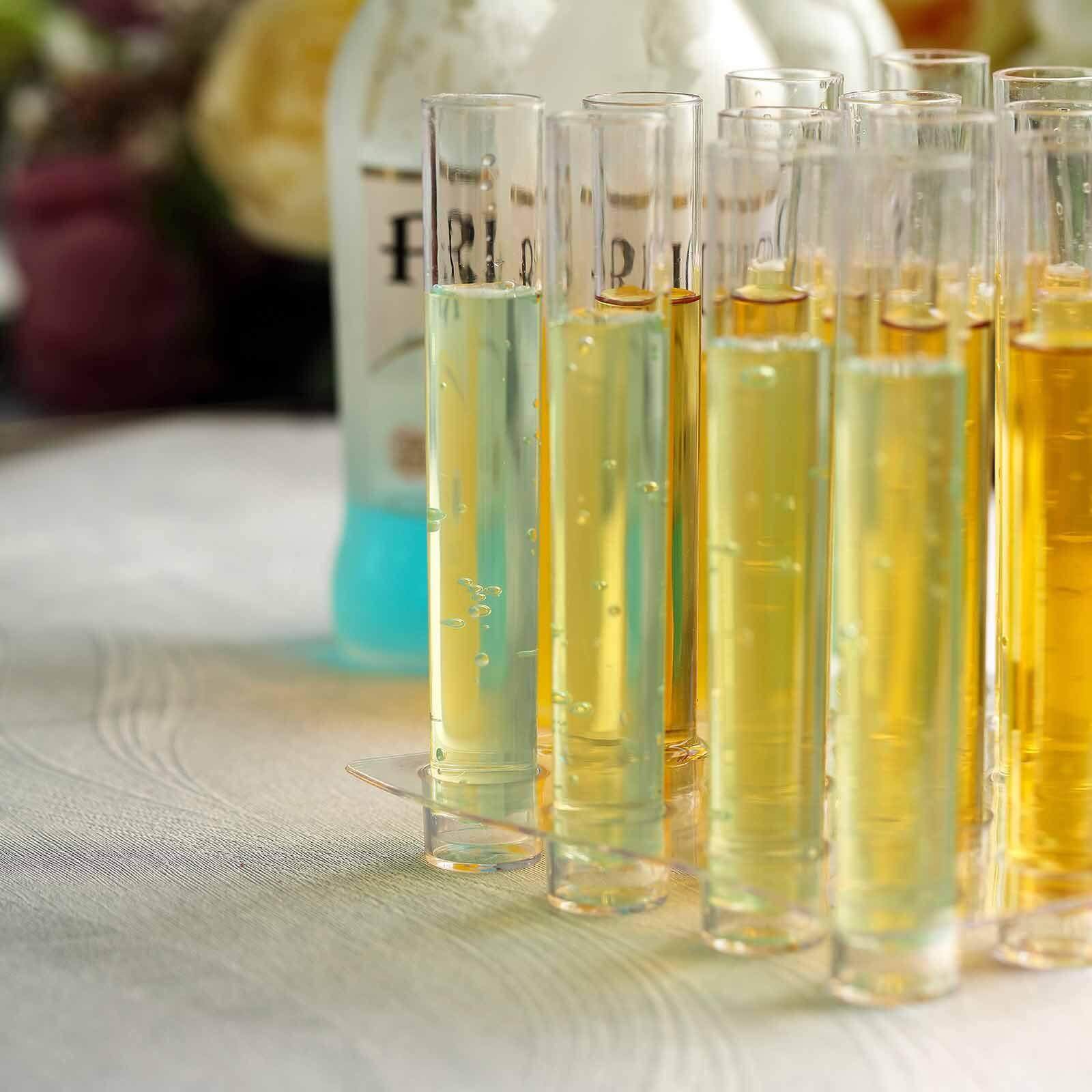 16-Pack Plastic Shot Glasses Clear Test Tube - Lightweight Disposable Glasses with Tray for Events 1oz