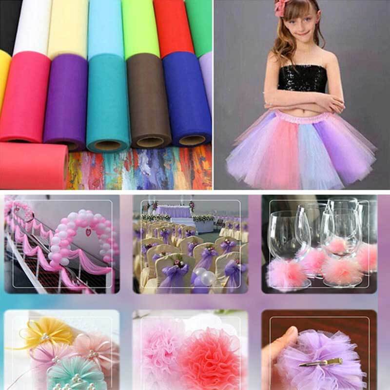 9"x100 Yards Pink Tulle Fabric Bolt, Sheer Fabric Spool Roll For Crafts