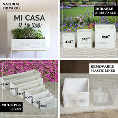 Whitewash Wood Planter Rectangular Box 18"x6"- Durable Decor with Removable Plastic Liner for Table Displays