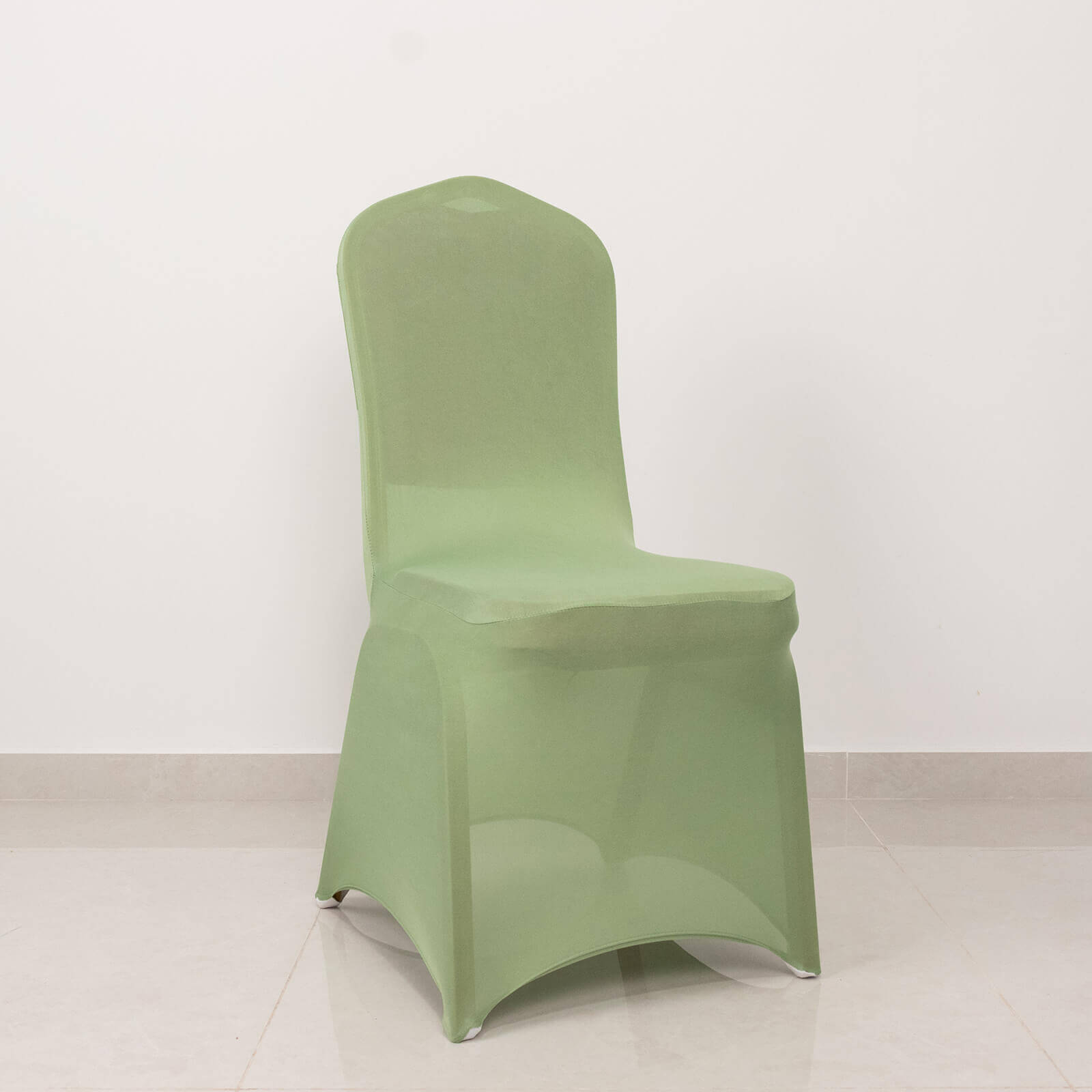 Spandex Chair Cover with Sage Green Rhinestone Buckled Sash Band Blush - Stretch Fitted Slipcover