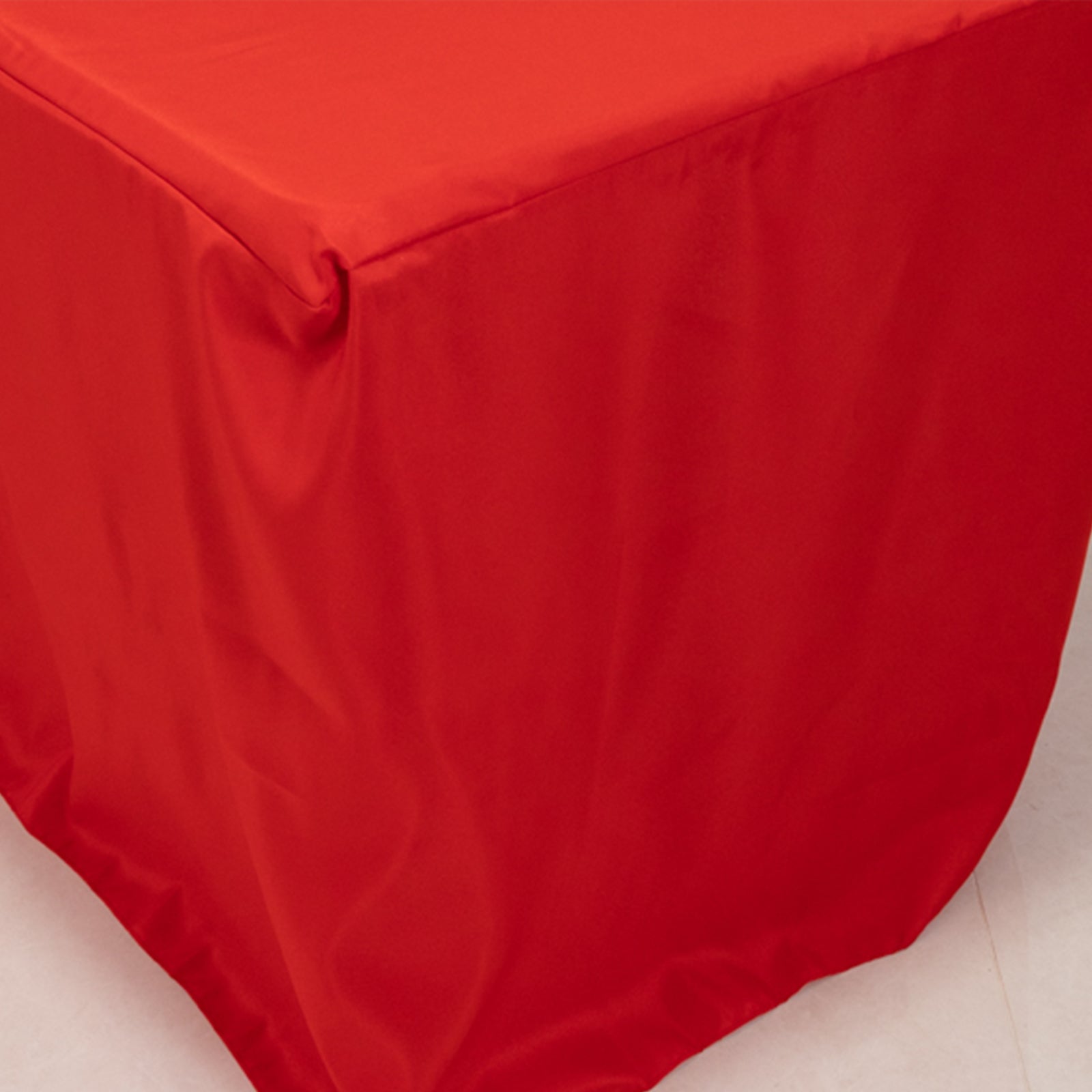 Fitted Polyester 72"x30" Rectangle Tablecloth Red with Open Back Design - Easy to Maintain and Wrinkle-Resistant Table Cover