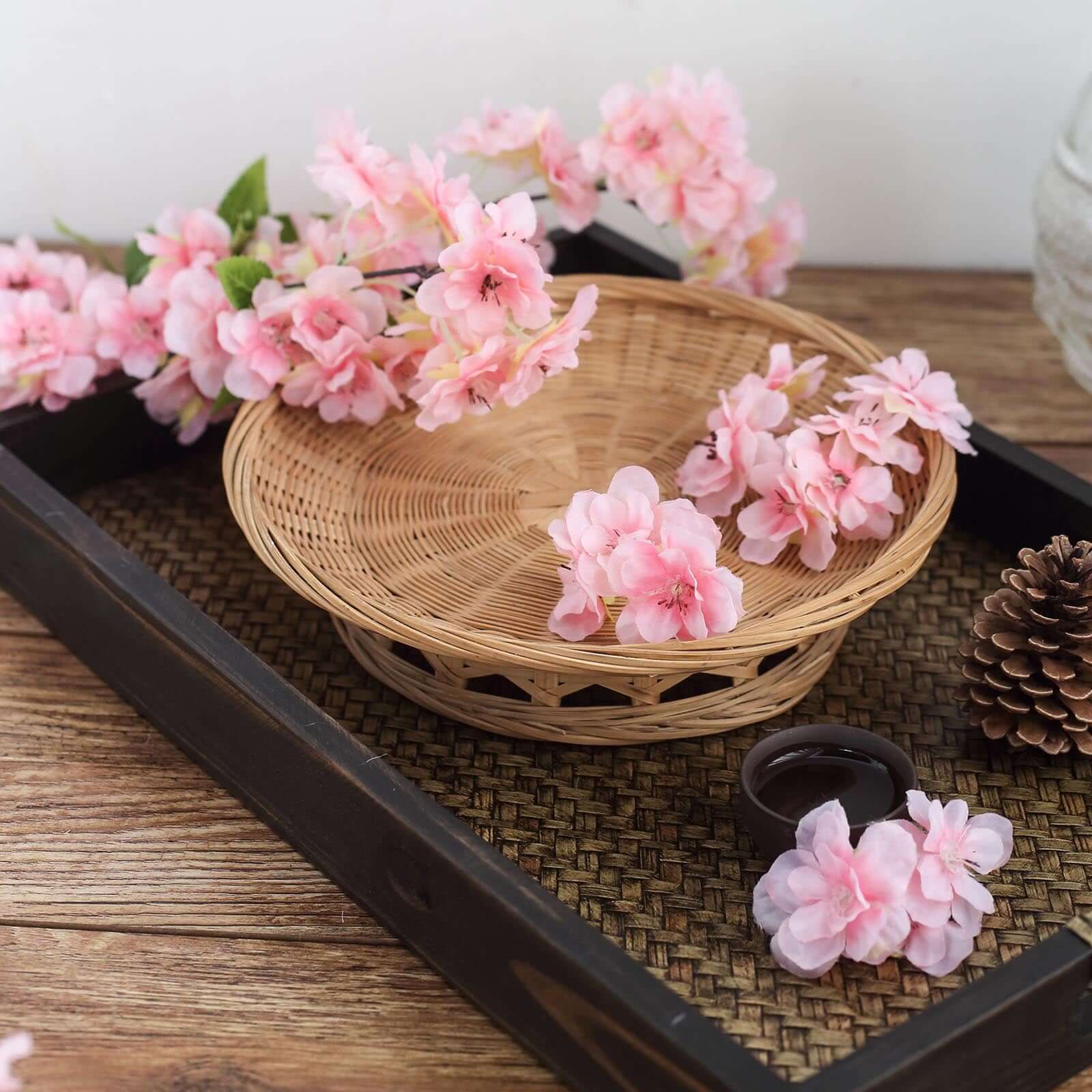 4 Bushes 40" Tall Pink Artificial Silk Cherry Blossom Flowers, Branches