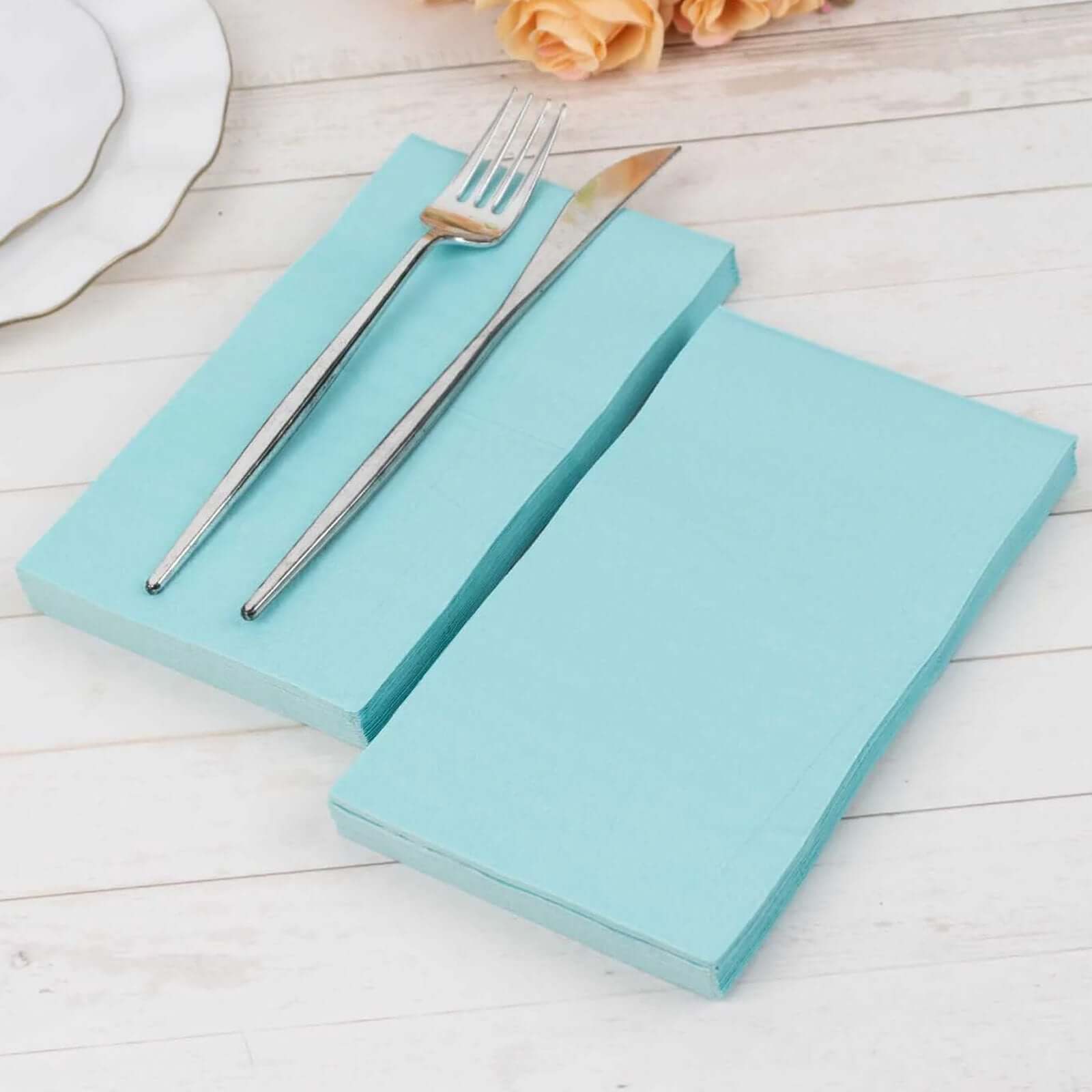50-Pack Paper Napkins Soft Blue - Disposable 2-Ply Cocktail and Beverage Napkins for Weddings