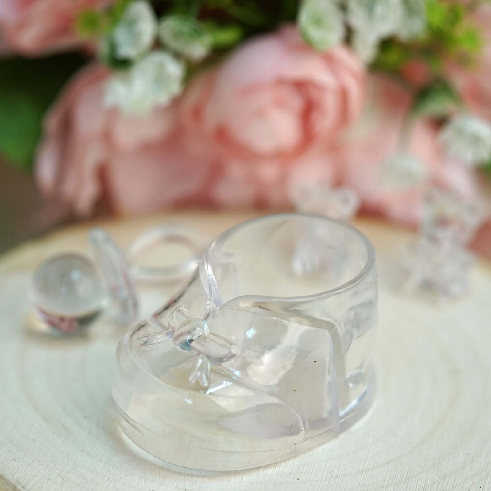 13 Pack 2.5" Clear Fillable Plastic Baby Booties Party Favor Boxes, Transparent Baby Shower Candy Gift Boxes