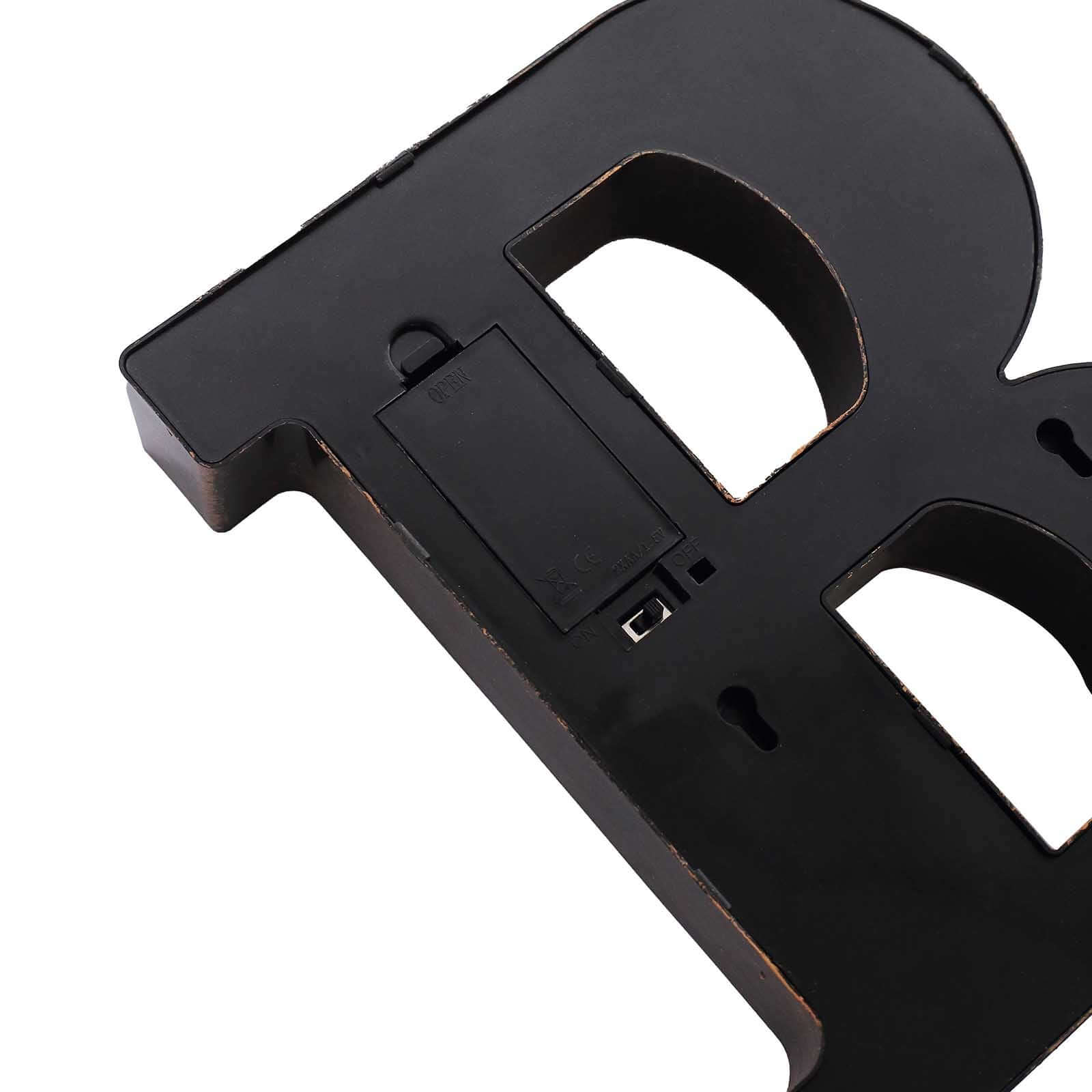 LED Marquee Letter "B" Industrial Style Antique Black - Light-Up Alphabet Sign for Weddings & Displays 9"