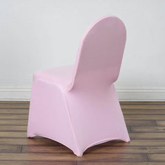Spandex Chair Cover for Banquet Chairs Pink - Stretch 160GSM Fabric with Slip-On Slipcover