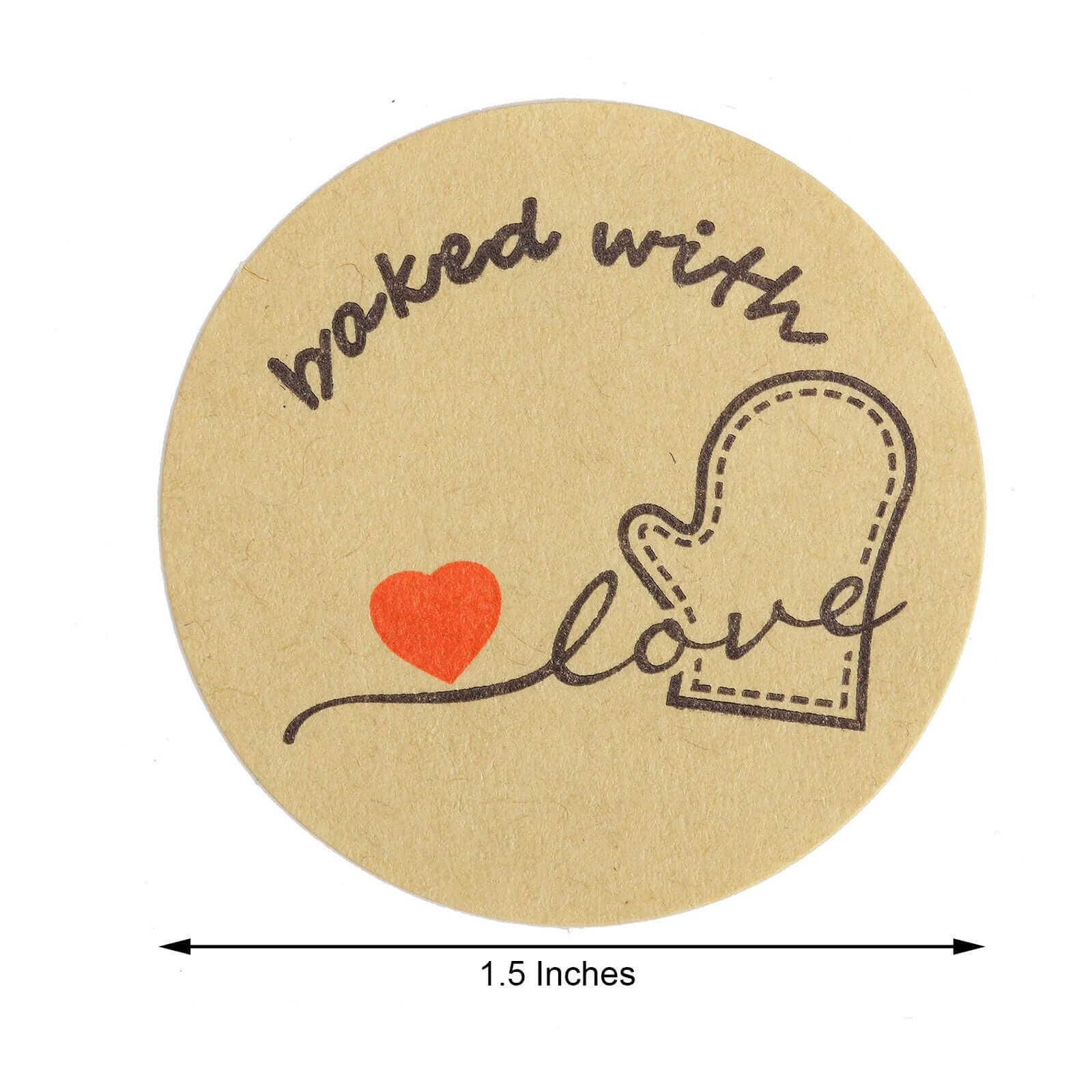 500Pcs 1.5" Baked With Love Stickers Roll, Cookie and Bakery Box Labels - Round