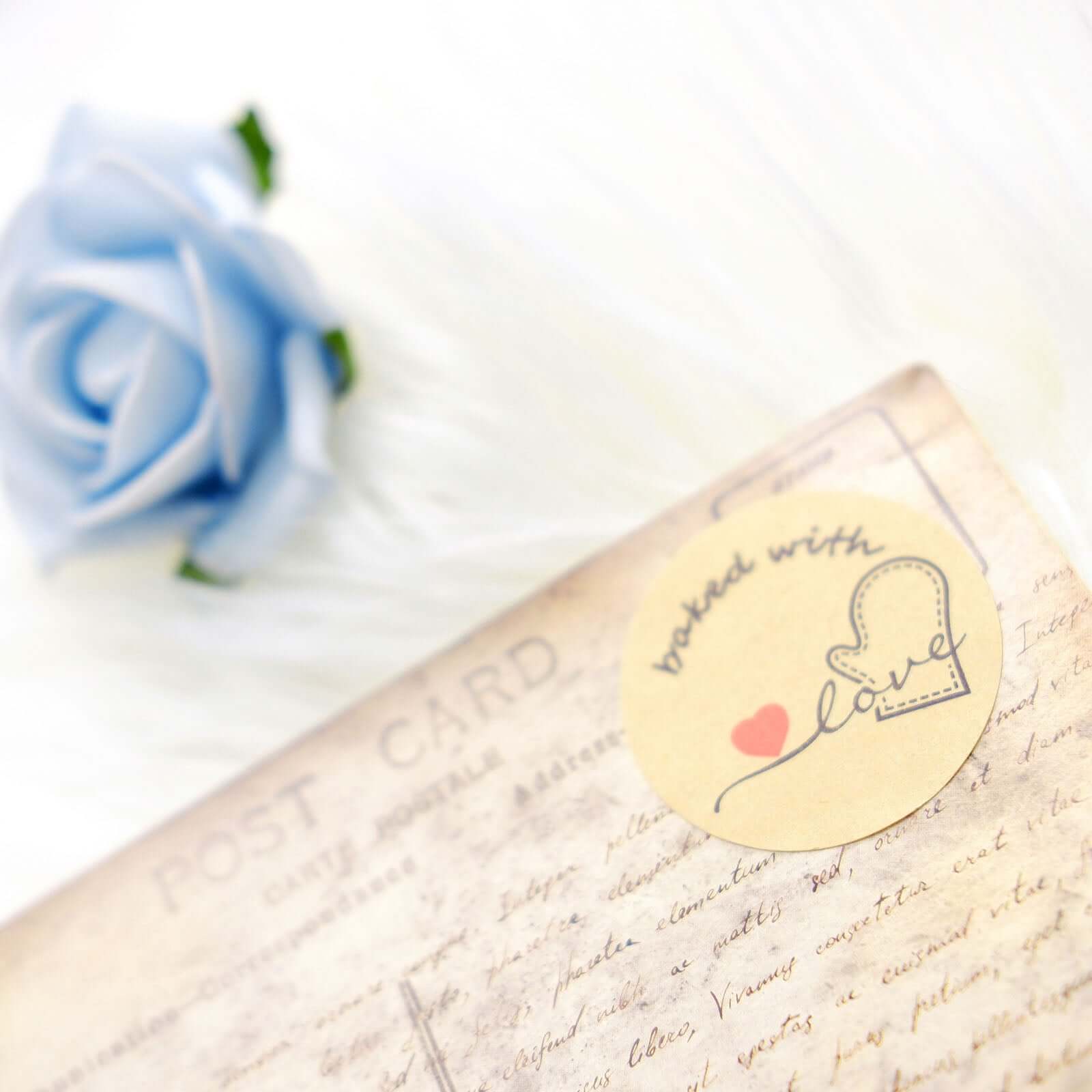 500Pcs 1.5" Baked With Love Stickers Roll, Cookie and Bakery Box Labels - Round