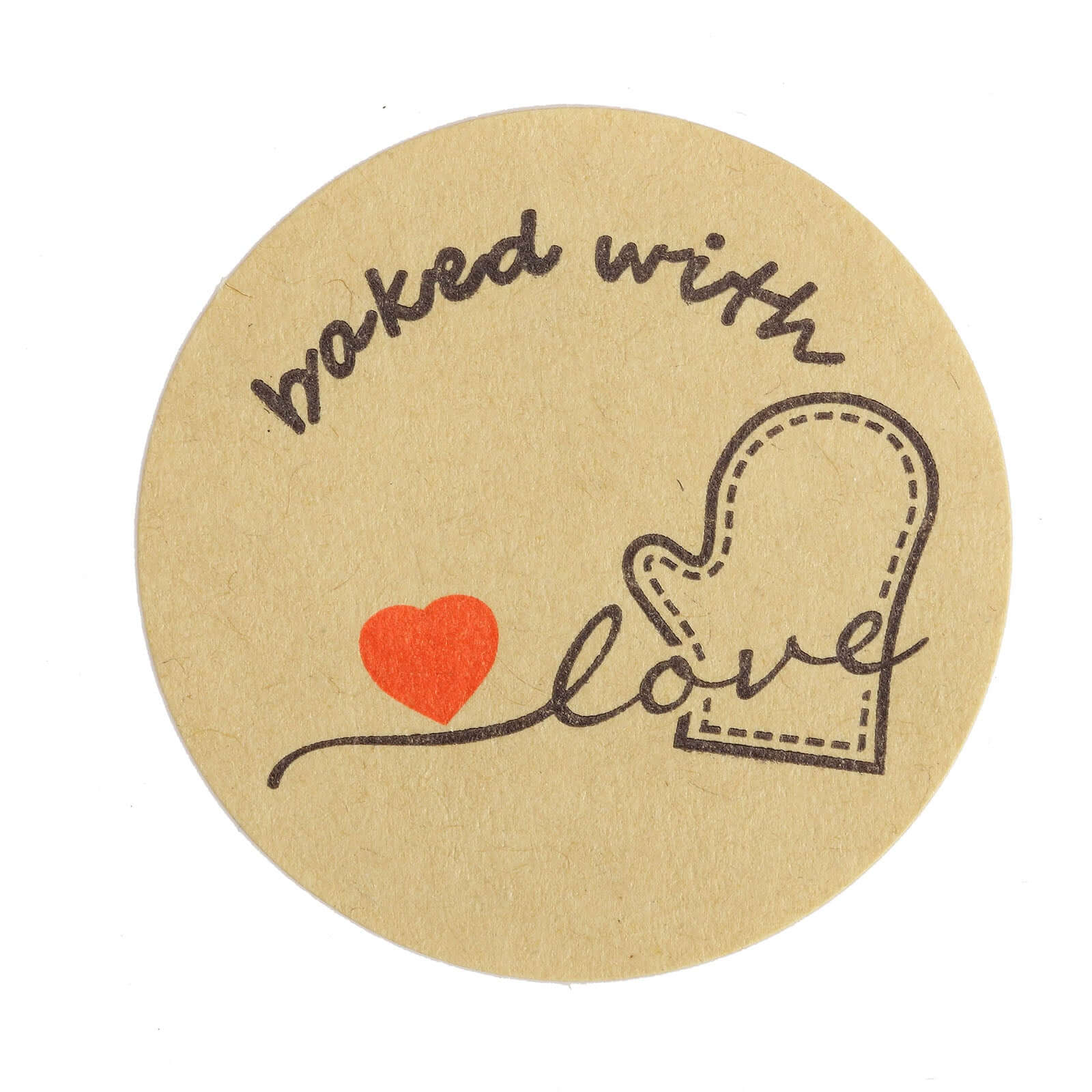 500Pcs 1.5" Baked With Love Stickers Roll, Cookie and Bakery Box Labels - Round