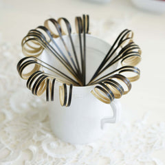 100-Pack Bamboo Cocktail Sticks Black Loop Ring Decorative Top Design - Eco Friendly Party Picks 5"