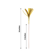 100-Pack Bamboo Cocktail Sticks Firework Cupcake Toppers Gold - Festive Foil Frills Food Picks 9"