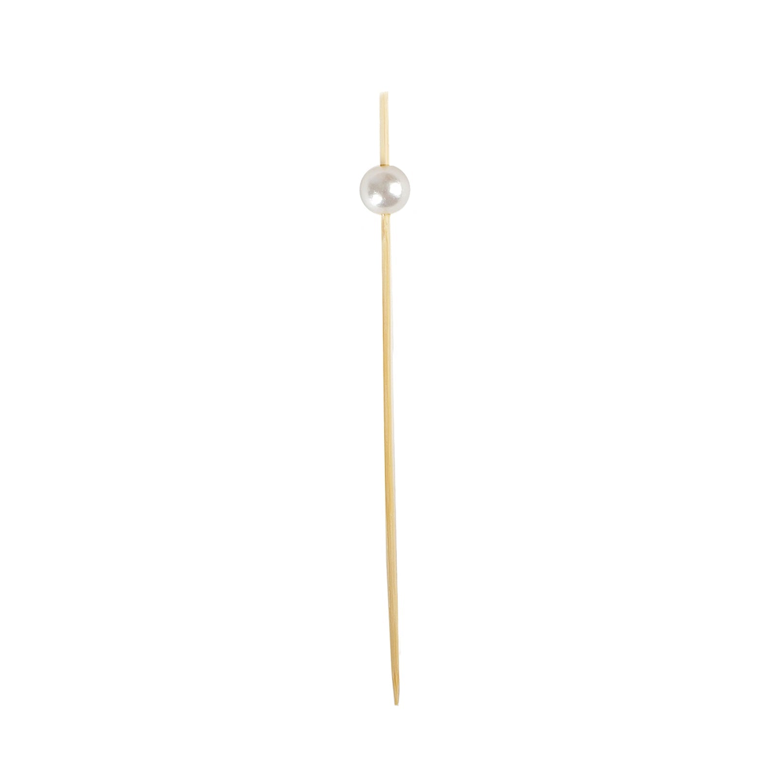 100-Pack Bamboo Cocktail Picks Natural Pearl Decorative Top Design - Eco Friendly Stir Sticks 5"