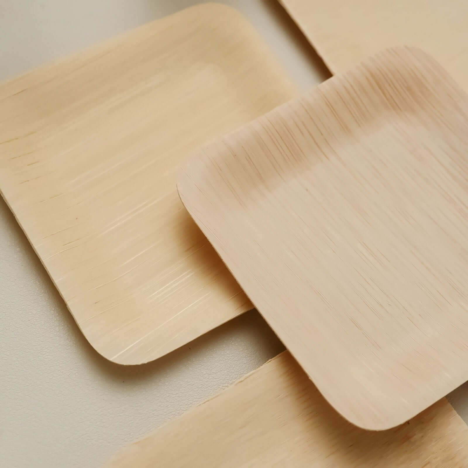 25-Pack Bamboo 3.5" Square Dessert Plates - Natural Eco Friendly Disposable Dinnerware for Farmhouse-Style Events, Parties & Gatherings