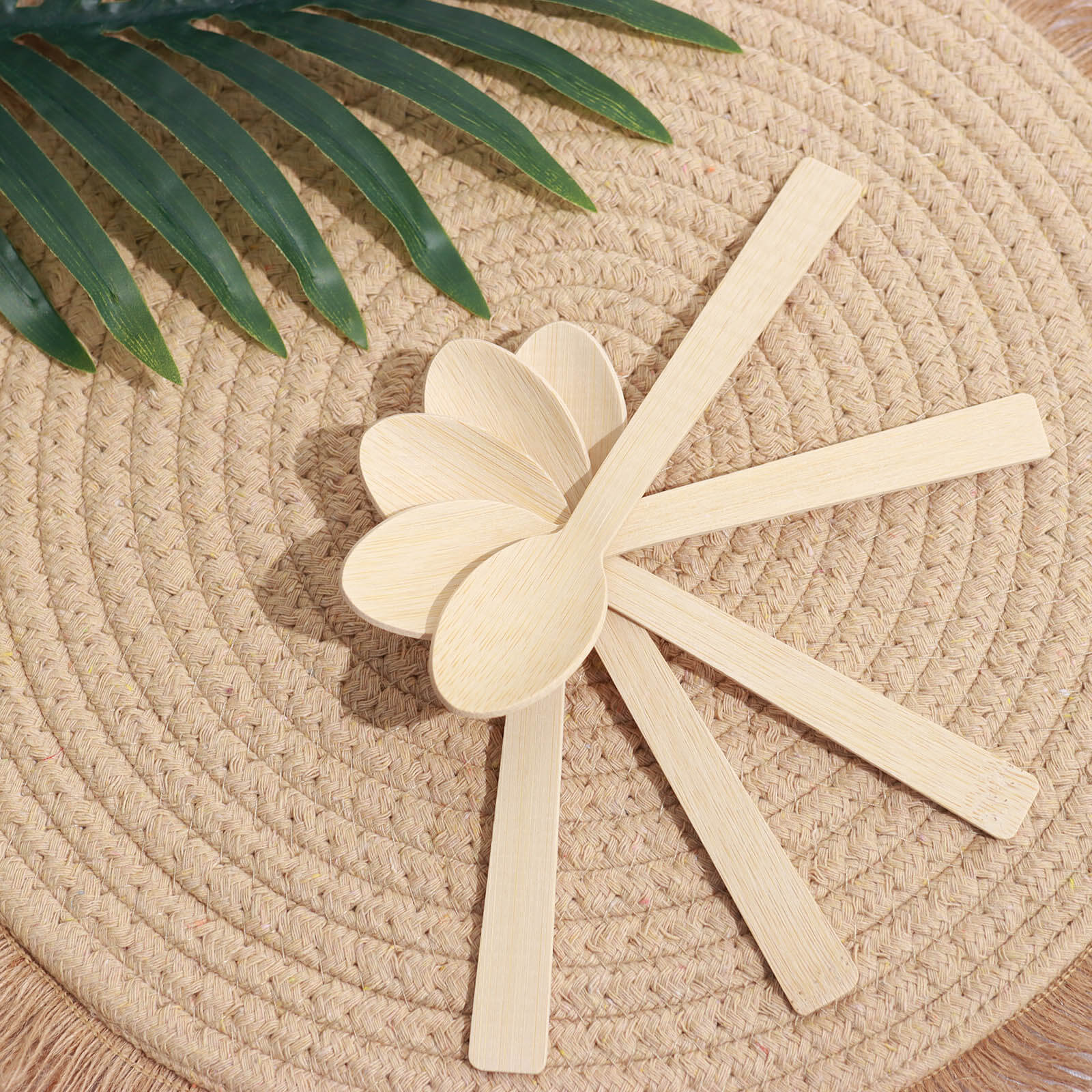 25 Pack 7" Eco Friendly Bamboo Disposable Picnic Spoons, Cutlery