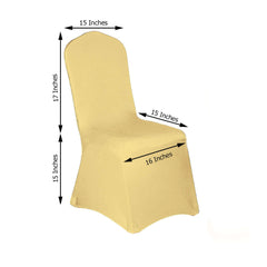 Spandex Chair Cover with Metallic Shimmer Tinsel Back for Banquet Chairs Champagne - Fitted Slipcover