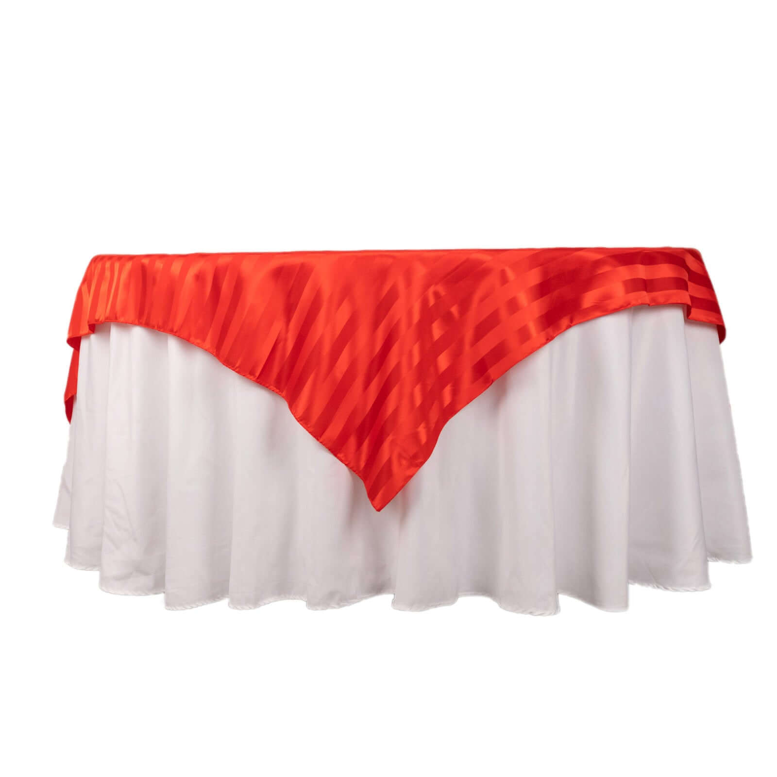 Satin 72"x72" Table Overlay Square Tablecloth Red - Stripe Table Topper