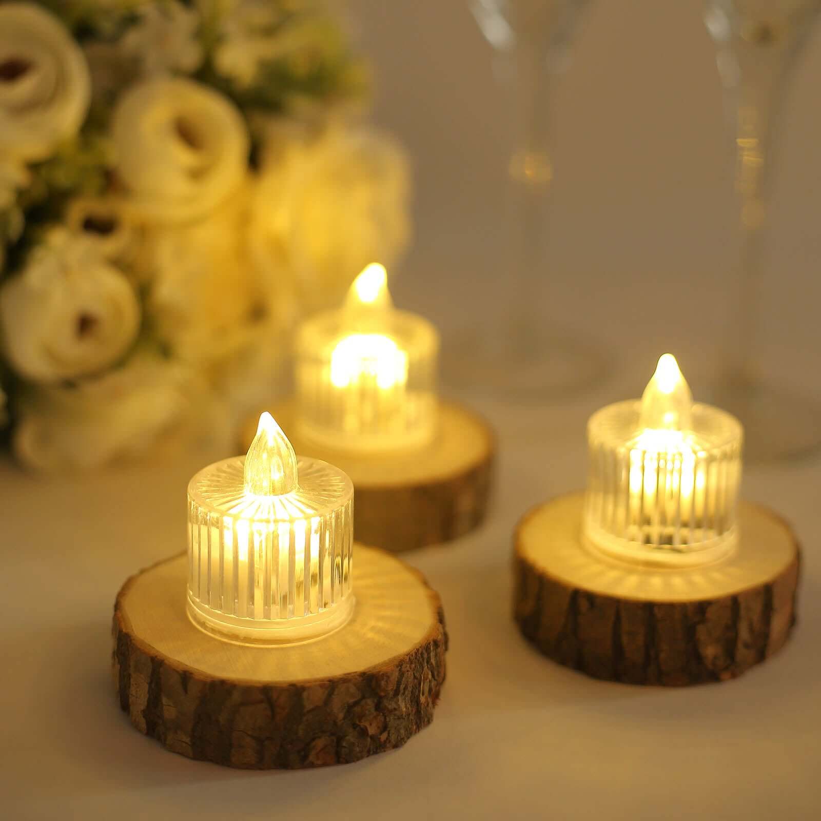 12 Pack Warm White LED Tealight Candles, Flameless Battery-Operated Tea Lights Column Style 2"