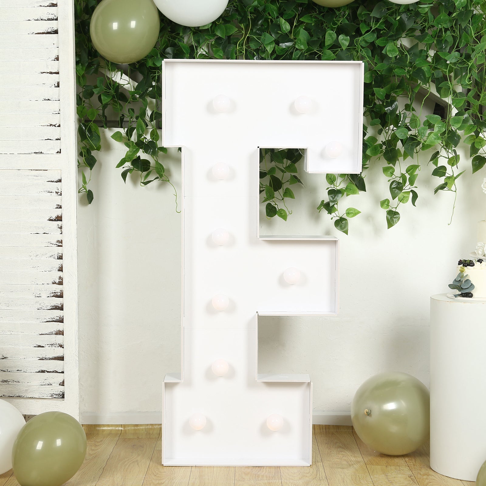 Giant LED Marquee Light Up Letter "F", White 4ft Pre-Cut Foam Board with 10 Warm White Battery Operated LEDs, Glue Gun and Sticks