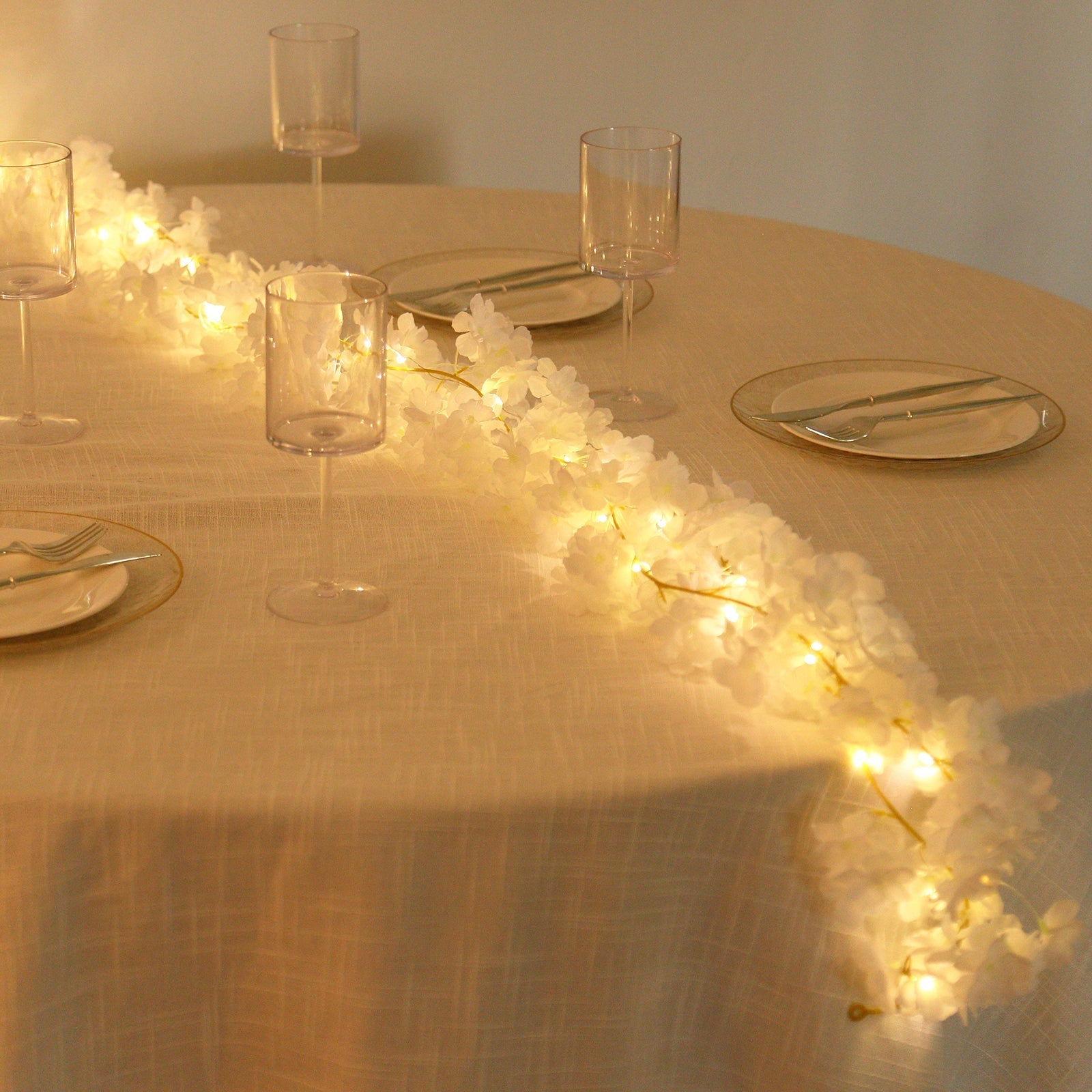 20 LED Garland Fairy String Lights Cherry Blossom Design White Warm White - Battery Operated Party Décor 6ft
