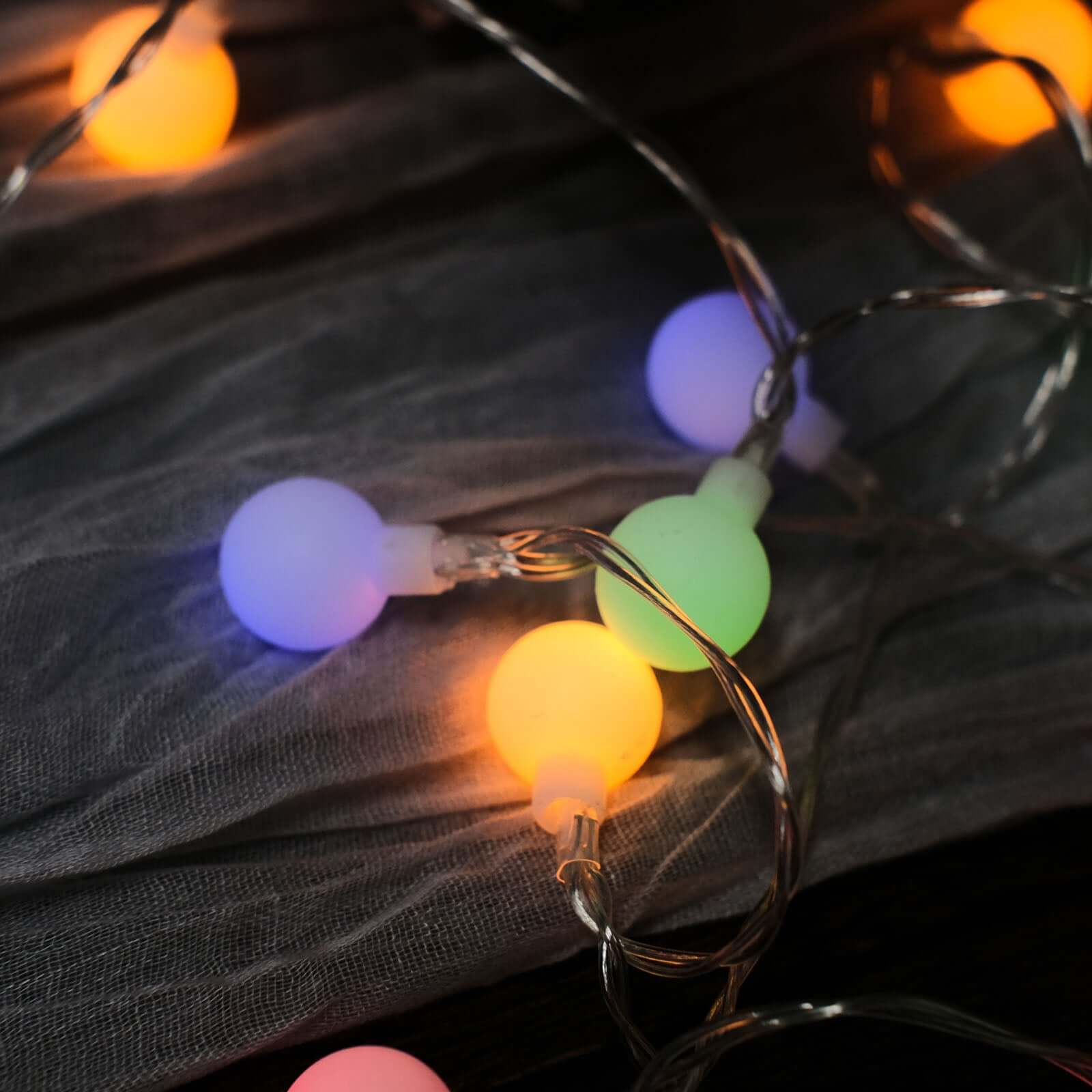 16ft Colorful Frosted 50 LED Bulb Battery Operated Fairy String Lights, Remote Included