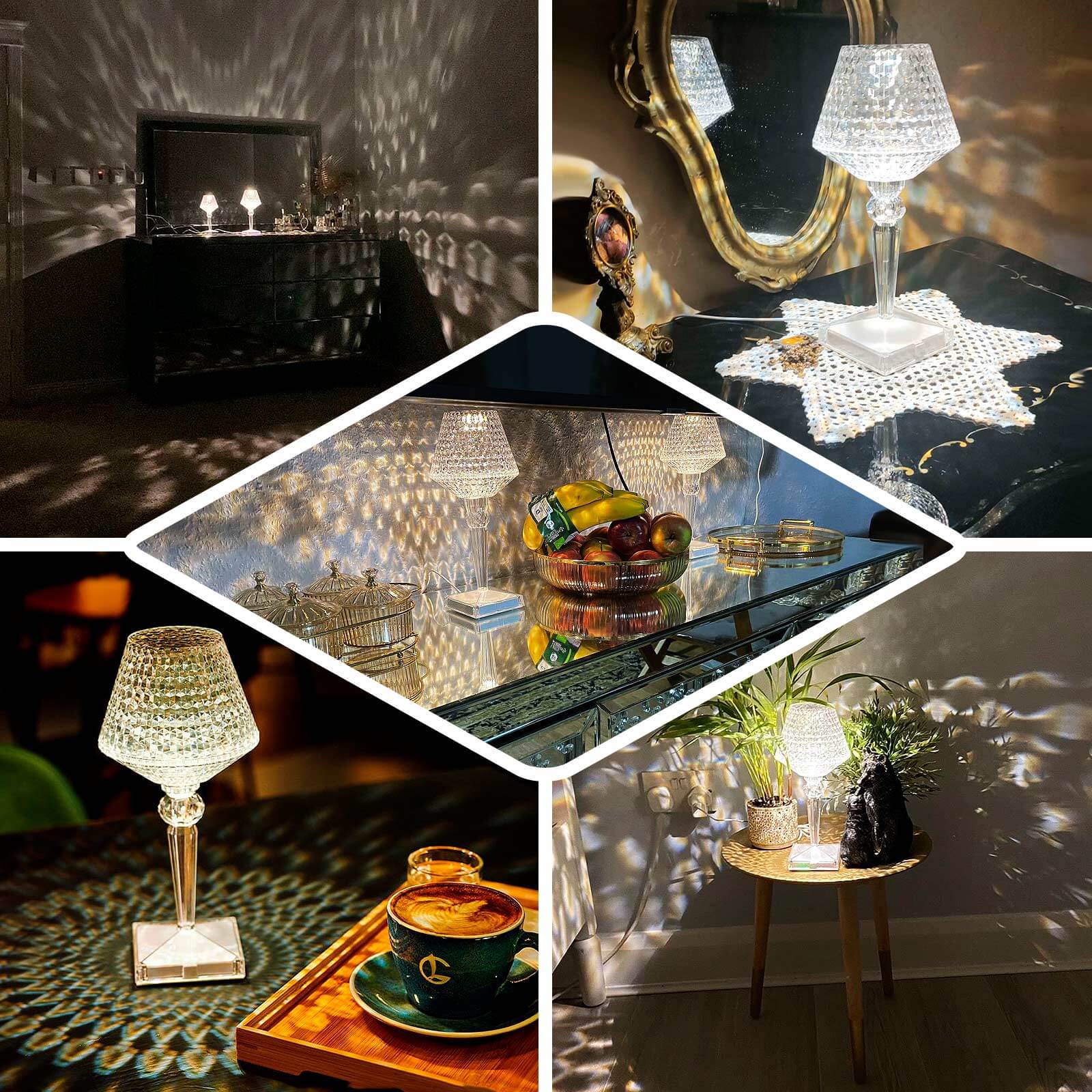 LED Acrylic Table Lamp Cup Shape Design Color Changing - Rechargeable Cordless Touch Control Accent Light 10"