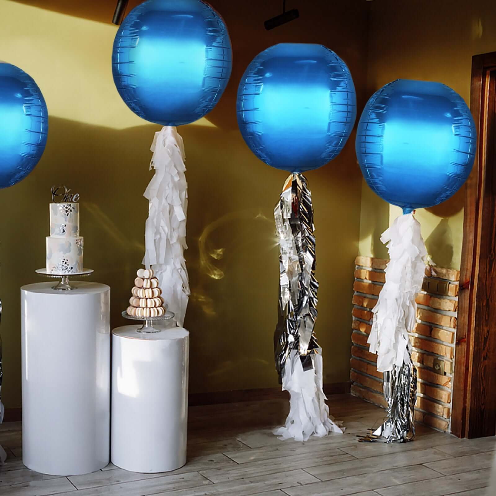 2 Pack 18" 4D Royal Blue Sphere Mylar Foil Helium or Air Balloons