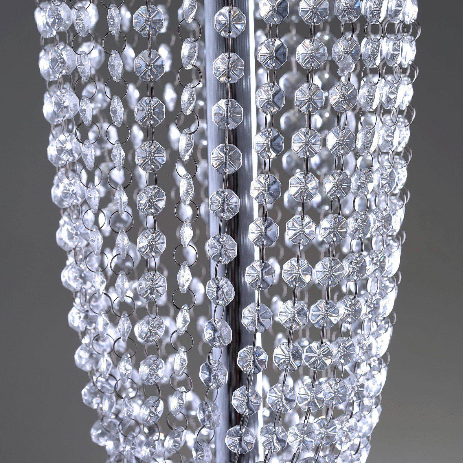 32" Silver Acrylic Crystal Pendant Chain Hourglass Chandelier Stand