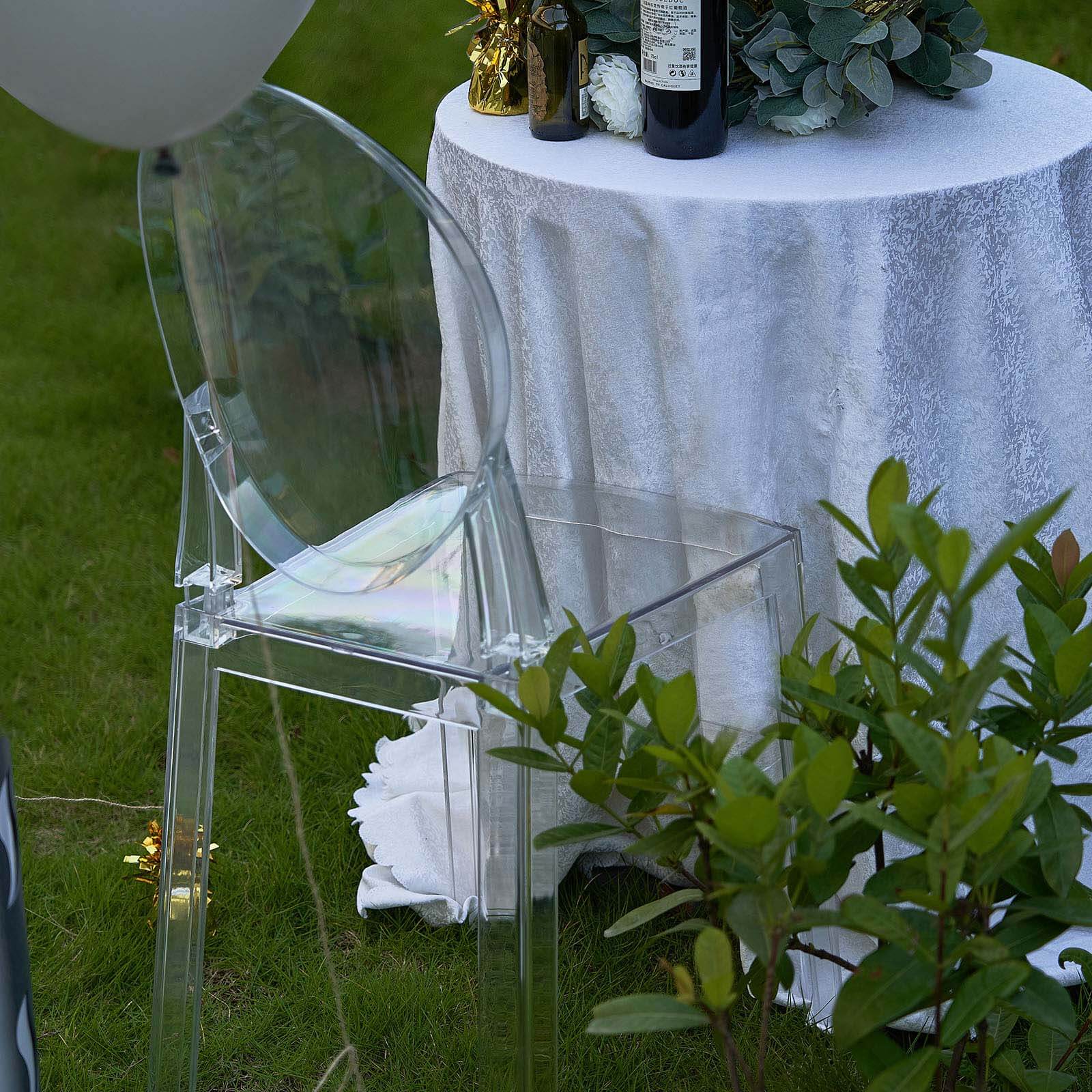 Acrylic Ghost Chair with Oval Back for Banquet Use Clear - Sleek Transparent Armless Accent Chair for Weddings & Gatherings