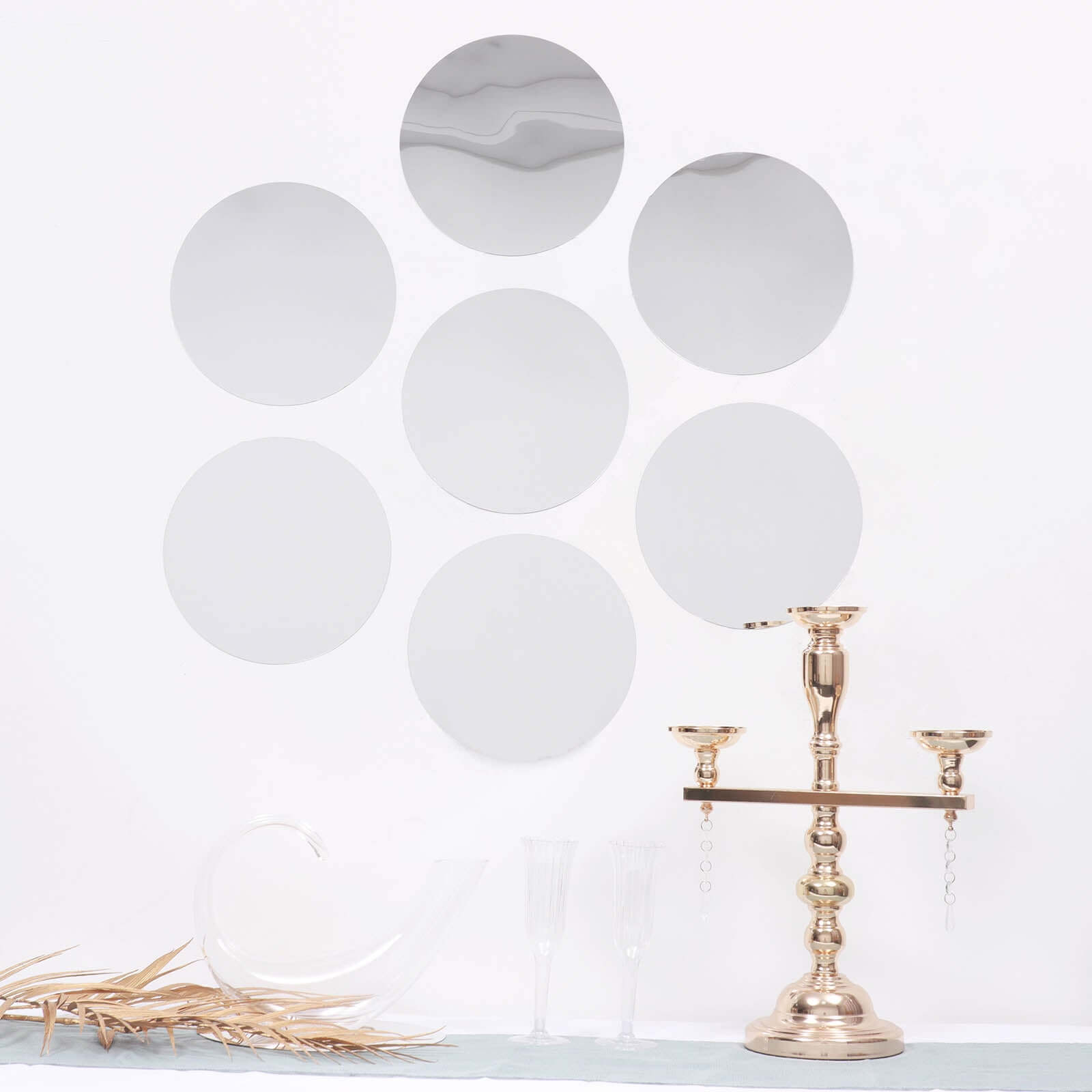 12 Pack Round Acrylic Mirror Wall Stickers, 10" Removable Wall Decals For Home Decor