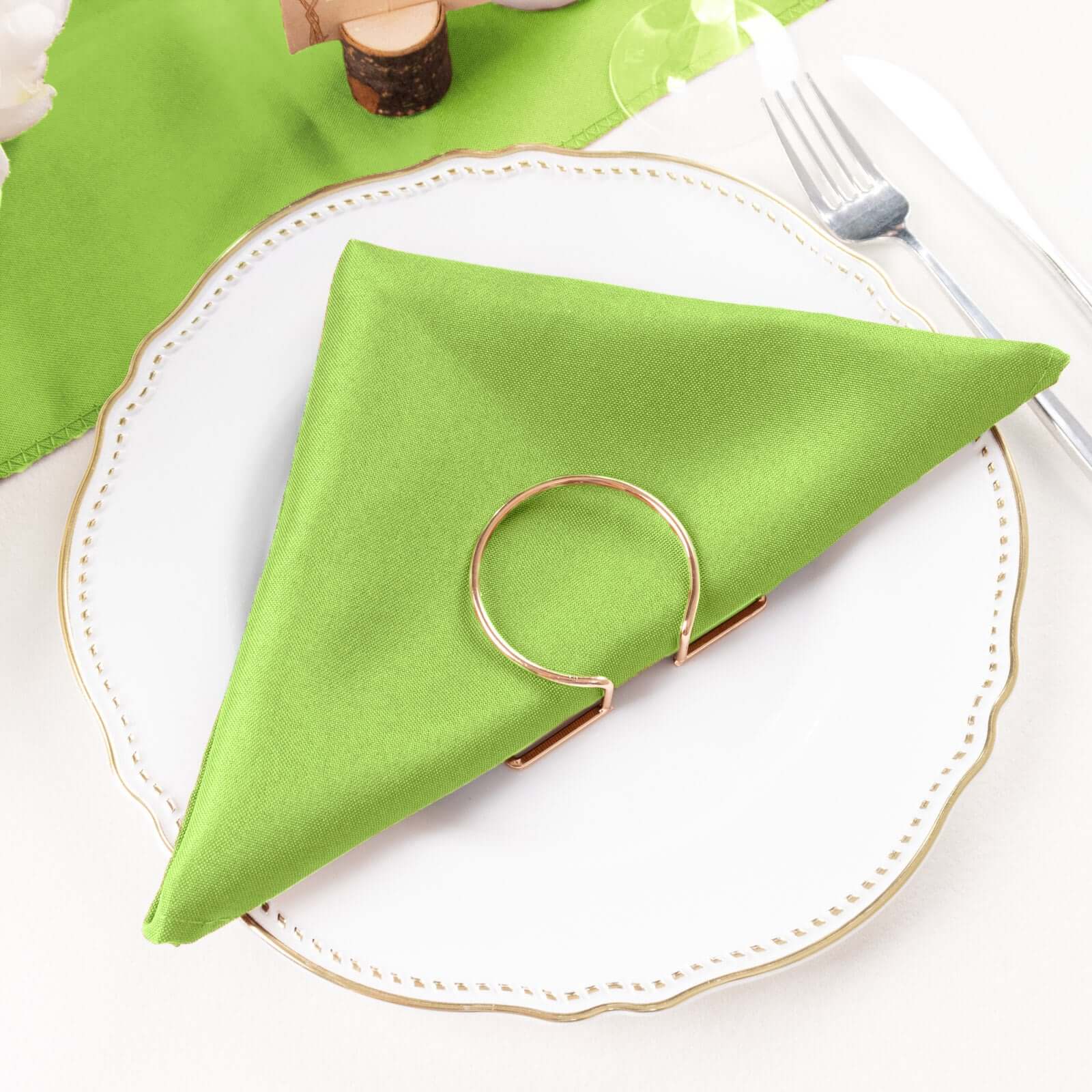 5 Pack Polyester 20"x20" Napkins Apple Green - Wrinkle Resistant & Easy Care Cloth Napkins