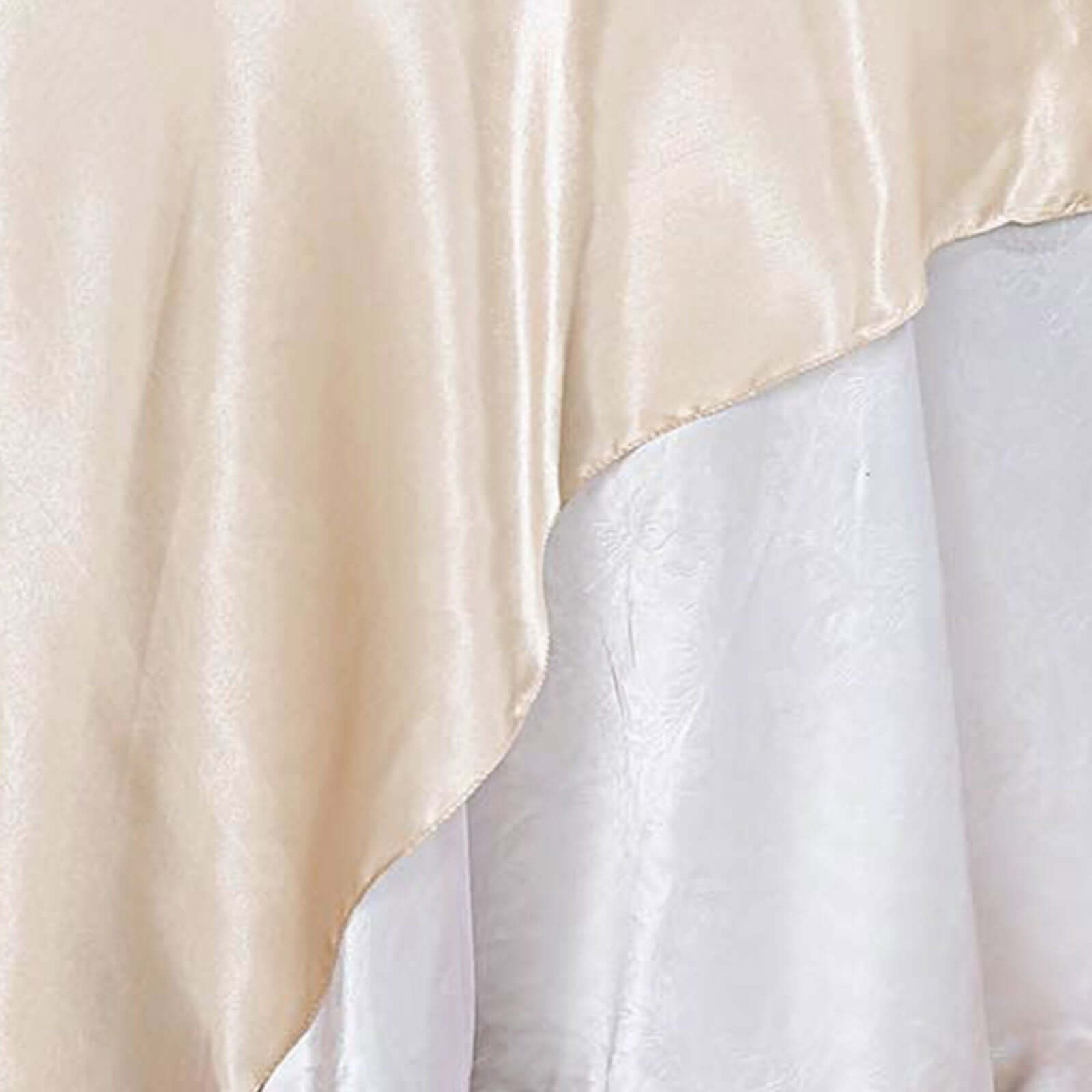 Satin 90"x90" Table Overlay Square Tablecloth Beige - Smooth Finish Table Topper