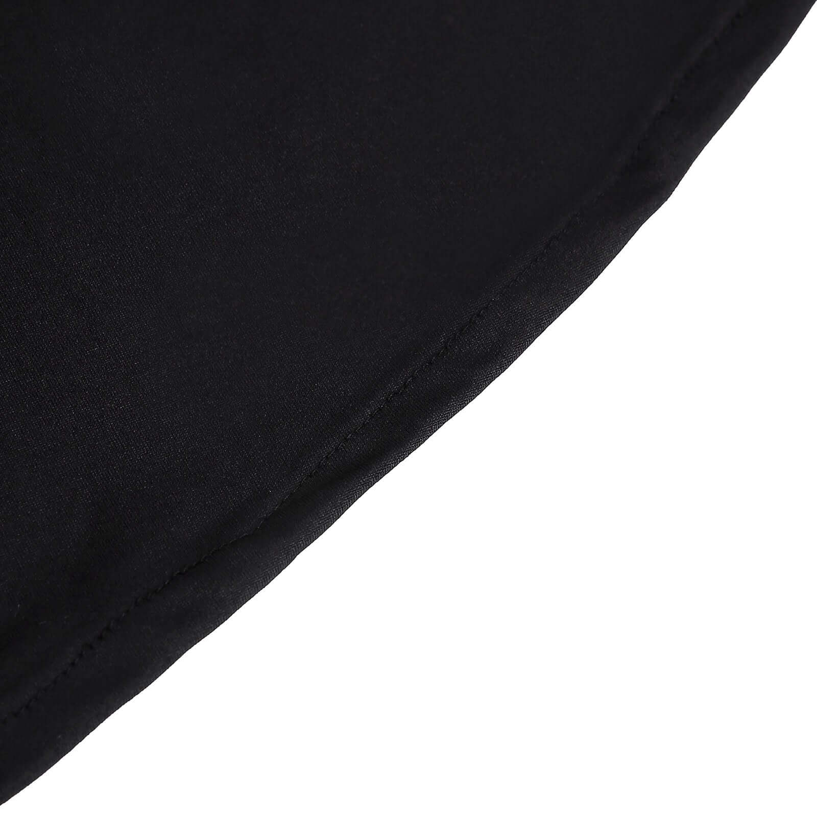 Spandex 32" Round Cocktail Table Cover Skirt Black With Natural Wavy Drapes