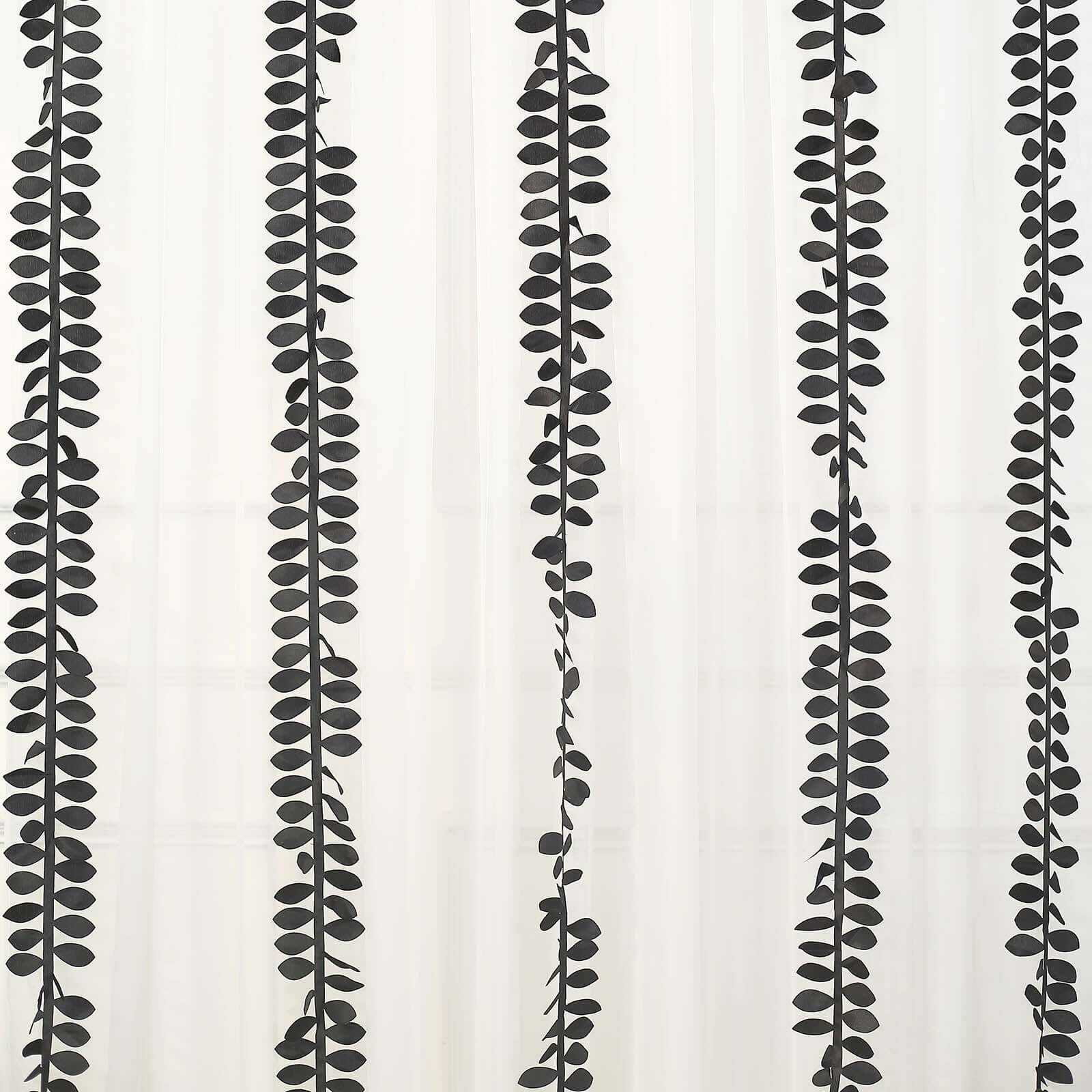 Taffeta Ribbon Sash with 4" Leaf Petal Design Black 50ft - Sophisticated Artificial Fabric Garland for Events