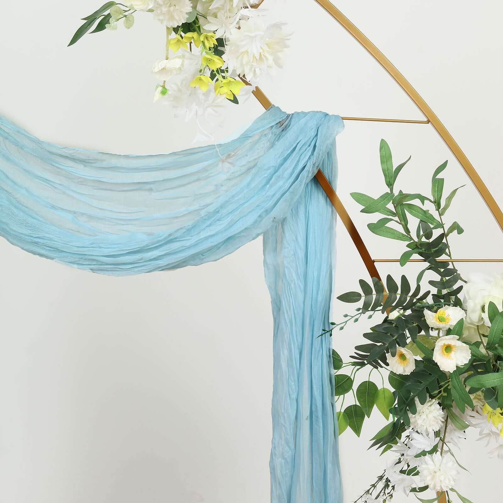 20ft Light Blue Gauze Cheesecloth Fabric Wedding Arch Drapery, Window Scarf Valance, Boho Decor Arbor Curtain Panel