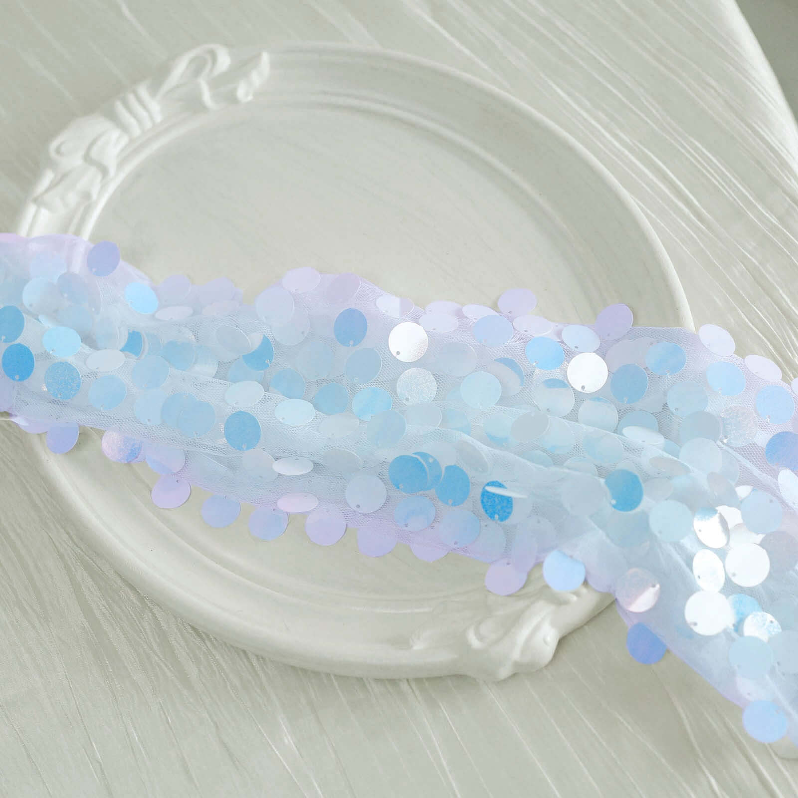 Big Payette Sequin 13"x108" Table Runner Iridescent Blue - Dazzling Design
