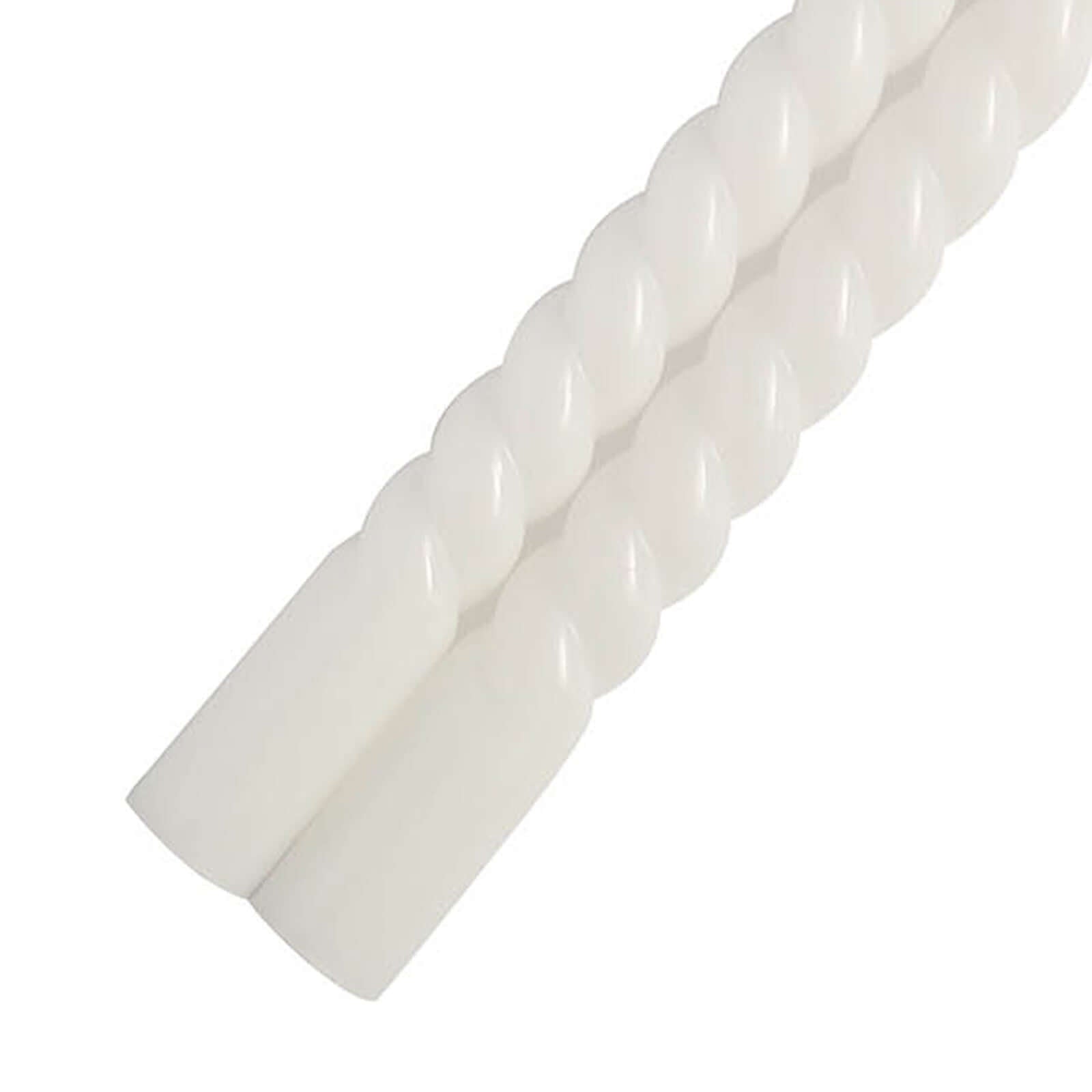 12-Pack Taper Candles Spiral Long Burn Wick Design White - Premium Unscented Wax Dinner Candle Sticks 11"