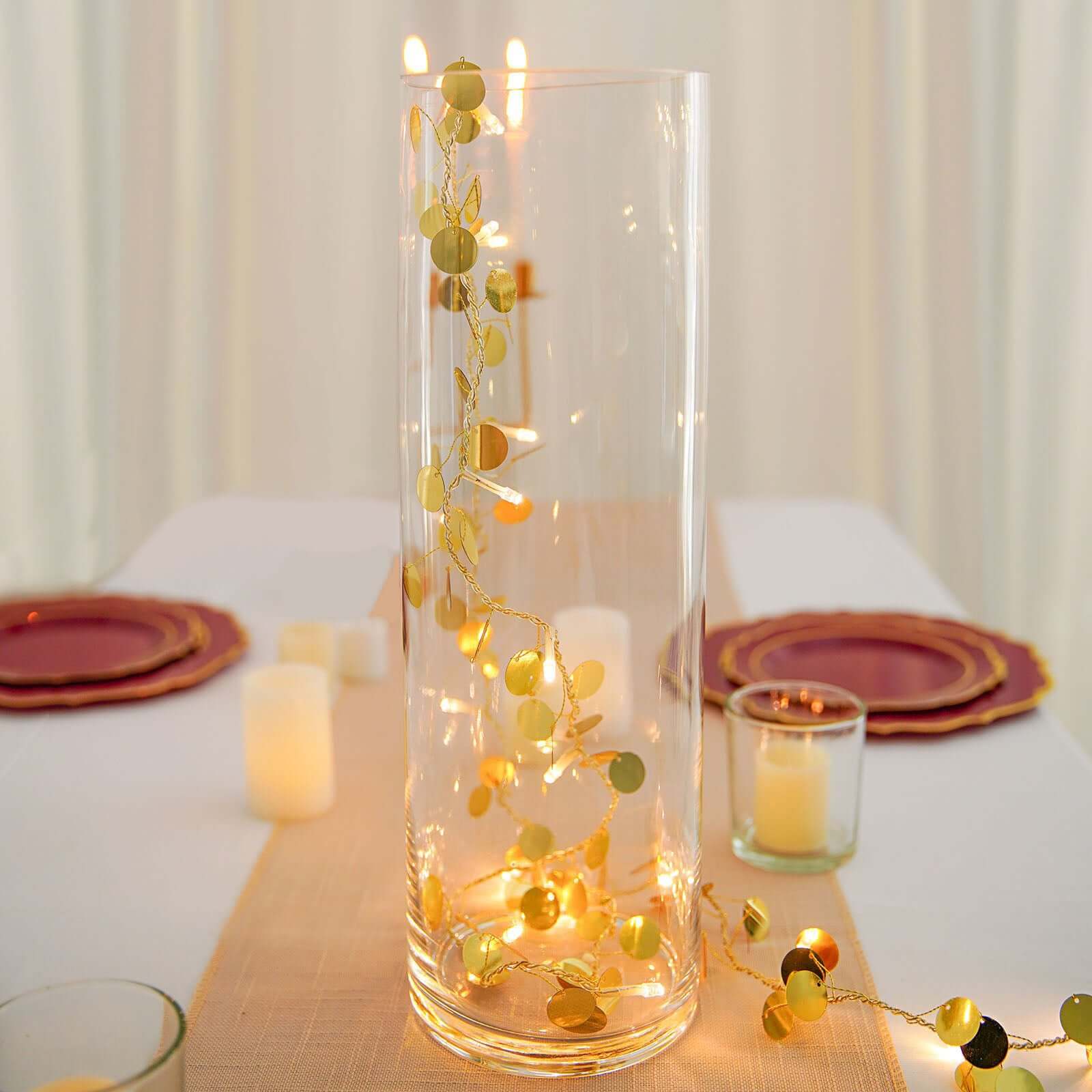 6-Pack Glass Flower Vases Cylinder Design Heavy Duty Clear - Stylish Centerpieces for Weddings 16"