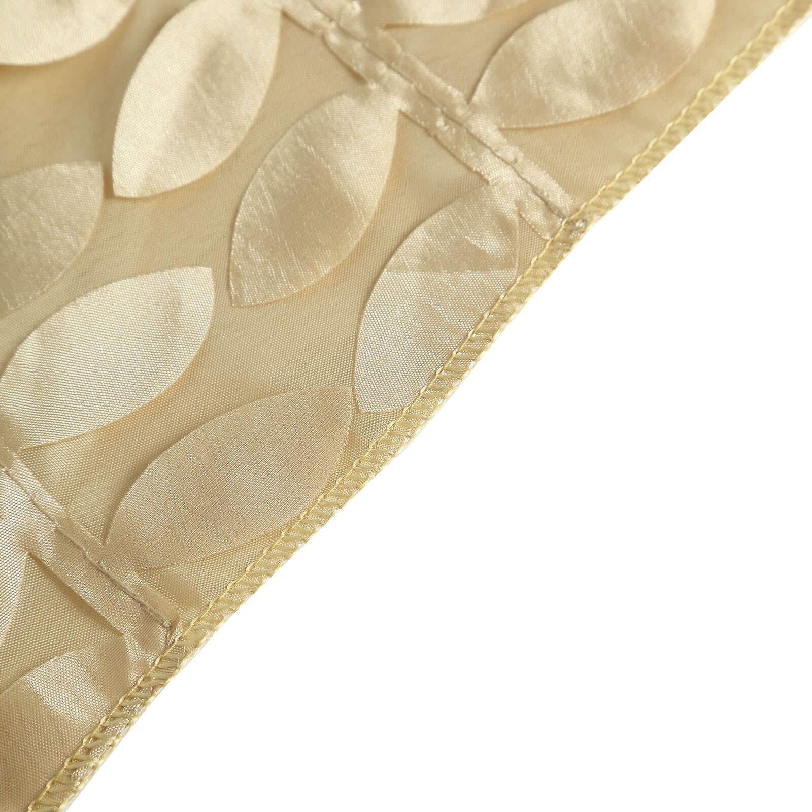 Taffeta 90"x156" Rectangle Tablecloth Champagne | 3D Leaf Petal Design Seamless Table Cover