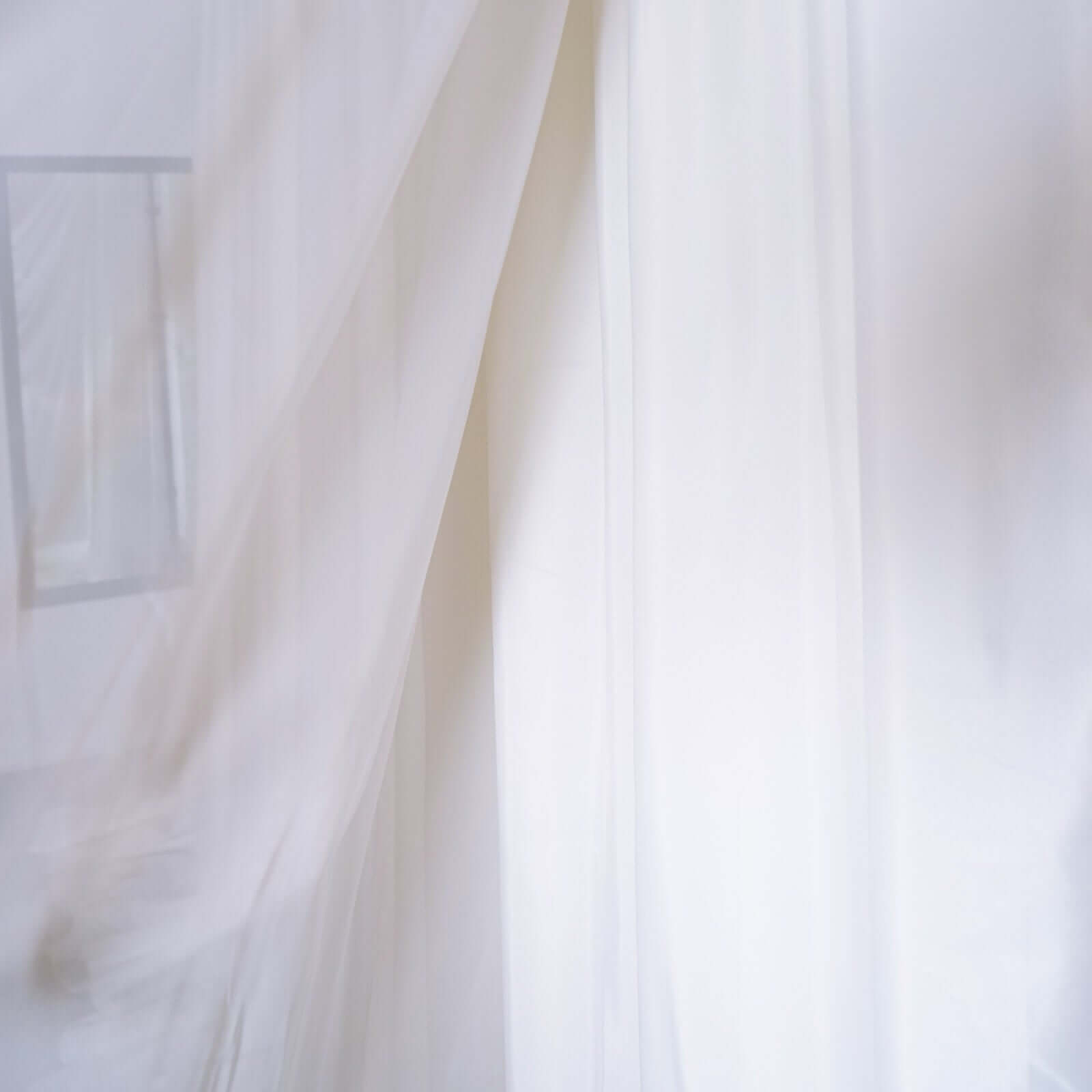 White Chiffon Polyester Event Curtain Drapes, Dual Layer Divider Backdrop Event Panels with Rod Pockets - 20ftx10ft