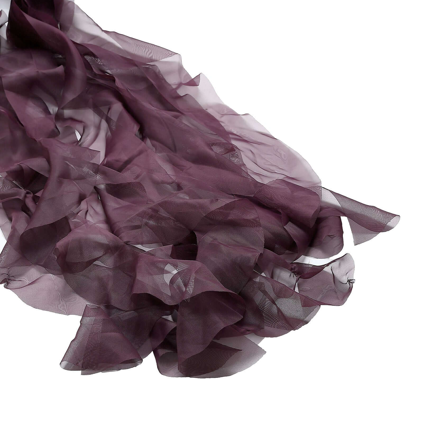 1 Set Chiffon Hoods Chair Sashes with Willow Ruffles Design Eggplant - Stylish Chair Bow Decor