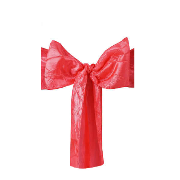 5 Pack Crinkle Taffeta Chair Sashes with Crushed Metallic Finish Coral - Stunning Event Chair Decor 6"x106"