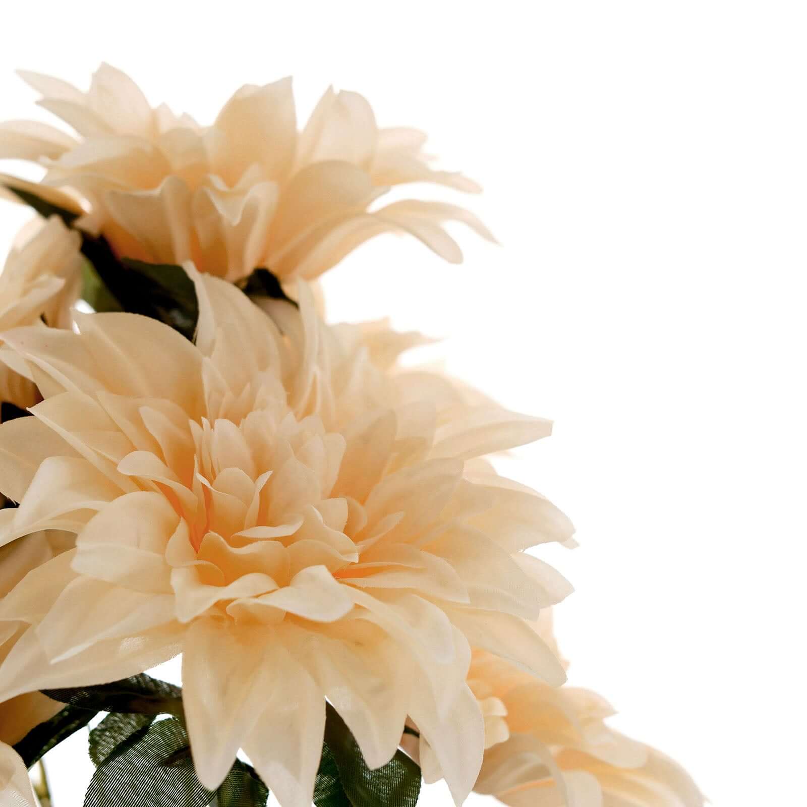 2 Bushes 20" Cream Large Head Artificial Dahlia Bouquet, Silk Bridal Flower Decorations