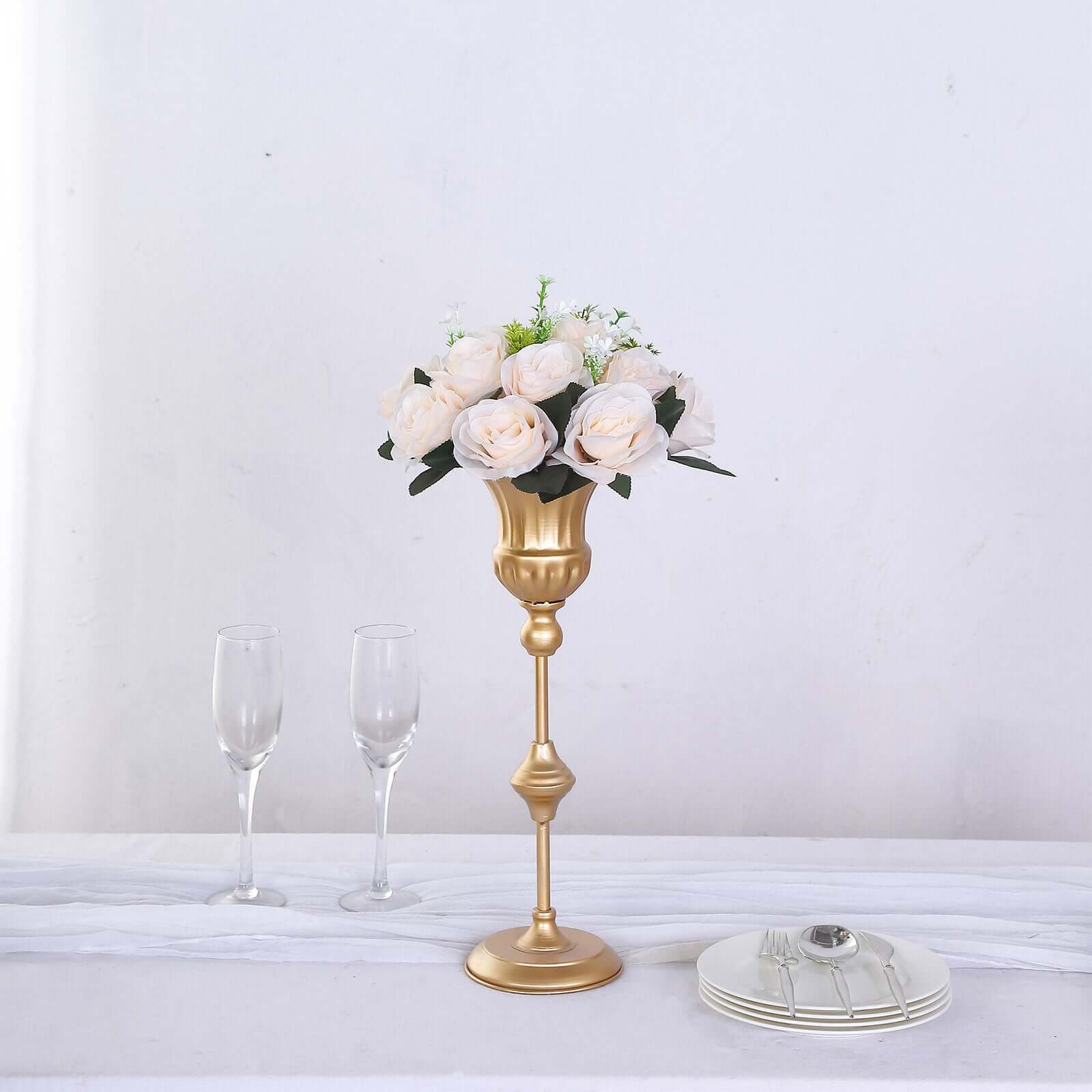2 Pack Cream Silk 15-Head Rose Flower Balls For Centerpieces - 10", Artificial Kissing Ball Floral Arrangements